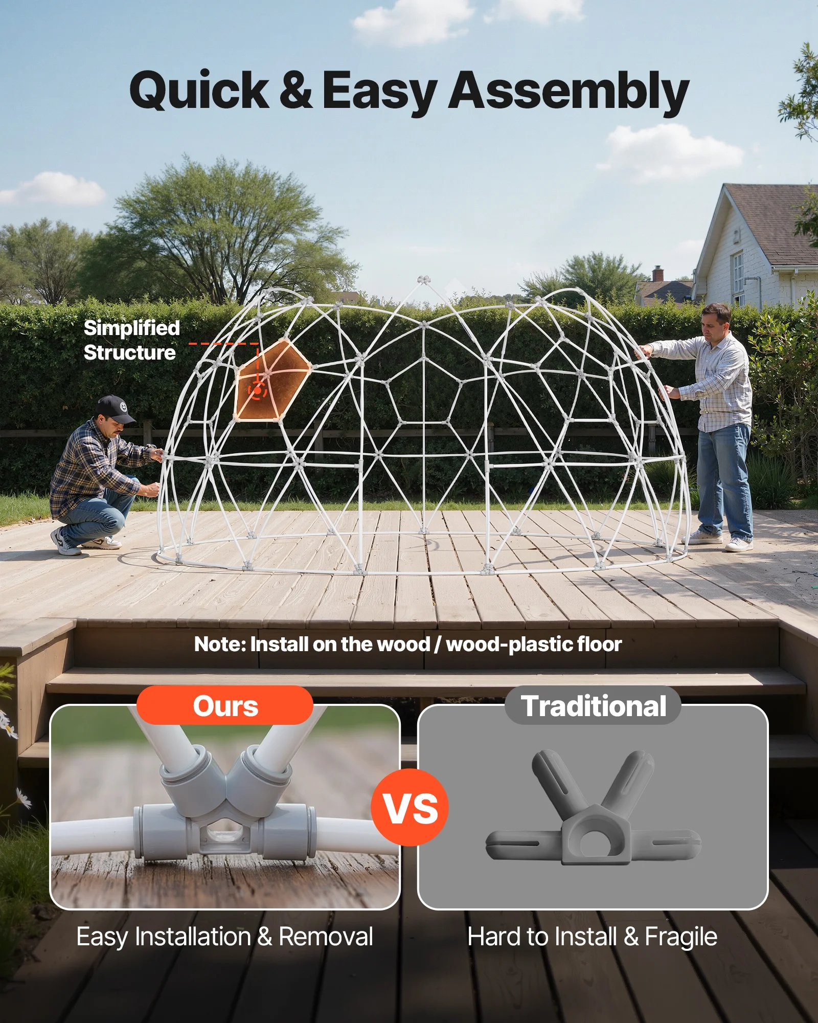 VEVOR Garden Dome Tent, 12 x 7.2 ft Outdoor Clear Bubble Tent for 4-7 Person, Weatherproof Geodesic Dome Greenhouse with Window, PVC Igloo Tents for Backyard Patios Camping Party Wedding - Image 6