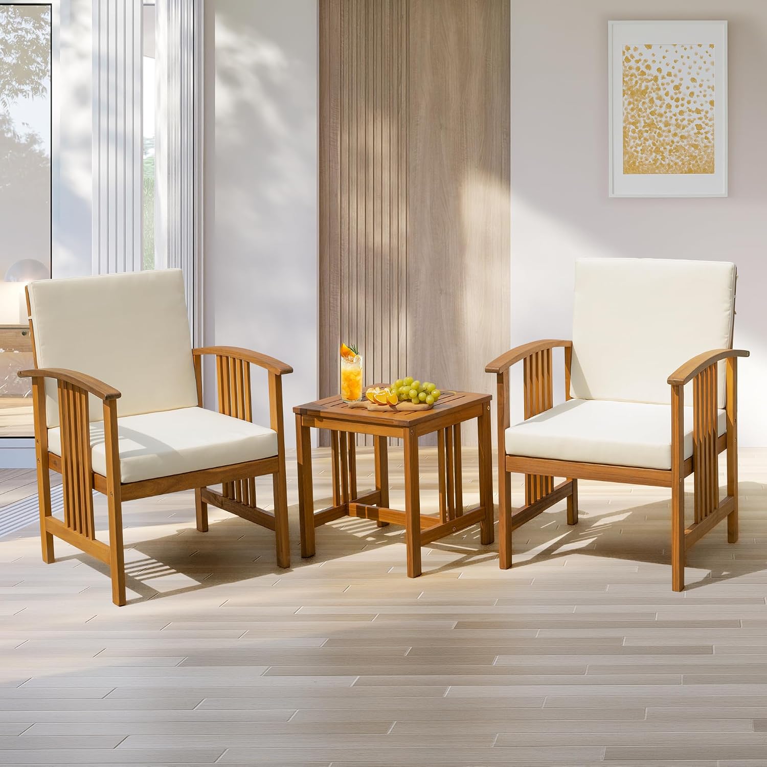 Heavy Duty 500lbs Weight Capacity Wicker Bistro Table and Chairs Set of 2 with Premium Olefin Fabric Soft Cushions - Image 16