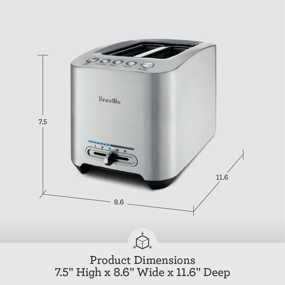 Die-Cast Smart Toaster, 2-Slice, Brushed Stainless Steel - Image 2