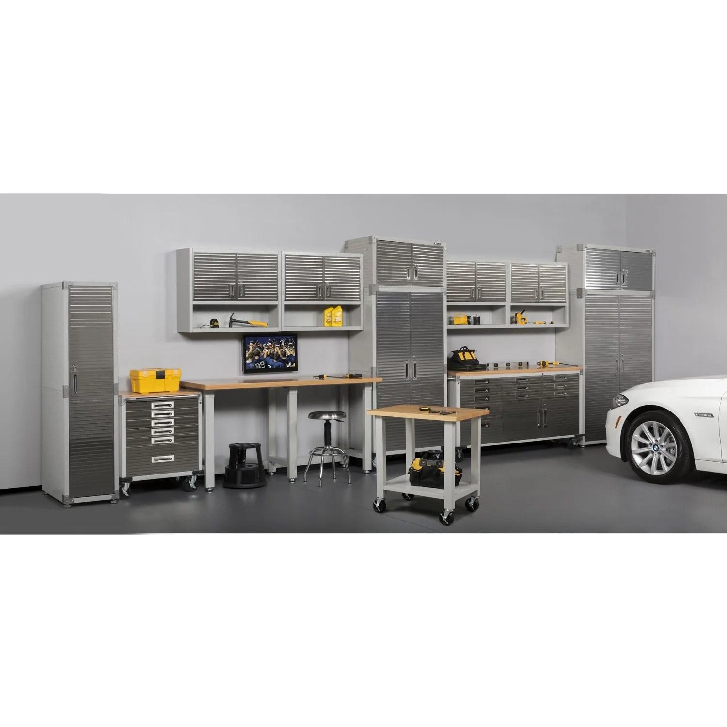 Seville Classics UltraHD Mega 2-Door Lockable Stacker Storage Cabinet, 48" W X 24" D X 18.5" H, Graphite - Image 15