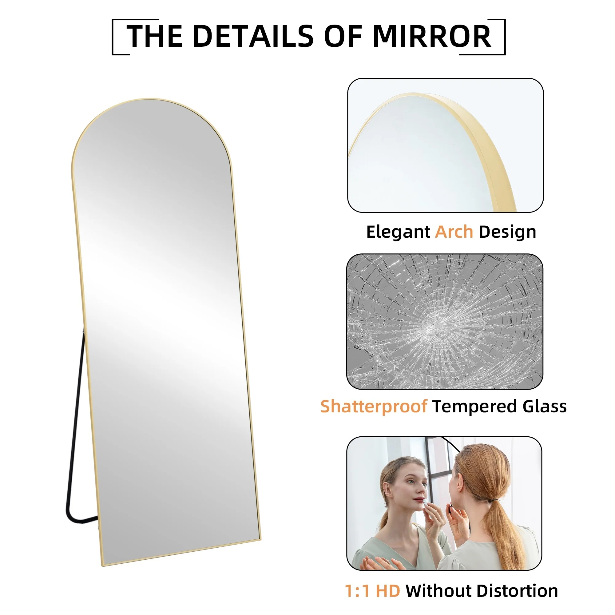 64x21 Full Length Floor Mirror, Large Full Body Aluminum Alloy Frame Standing Mirror with Stand and Wall Mount Option - Image 34