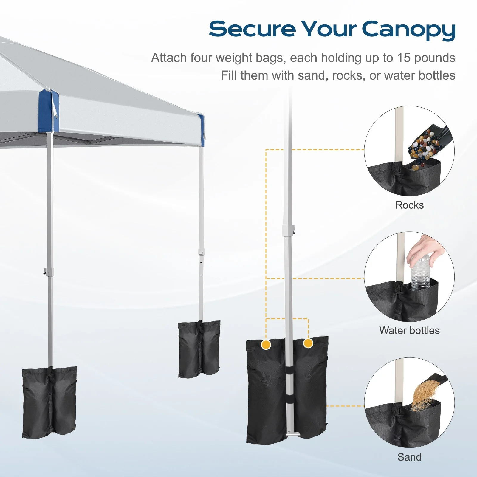 XiHuaZhaoChen Canopy Tent Easy Set-up Outdoor Patio Canopy Adjustable Straight Leg Heights Instant Shelter with Wheeled Bag,Gray,10' x 10' - Image 4