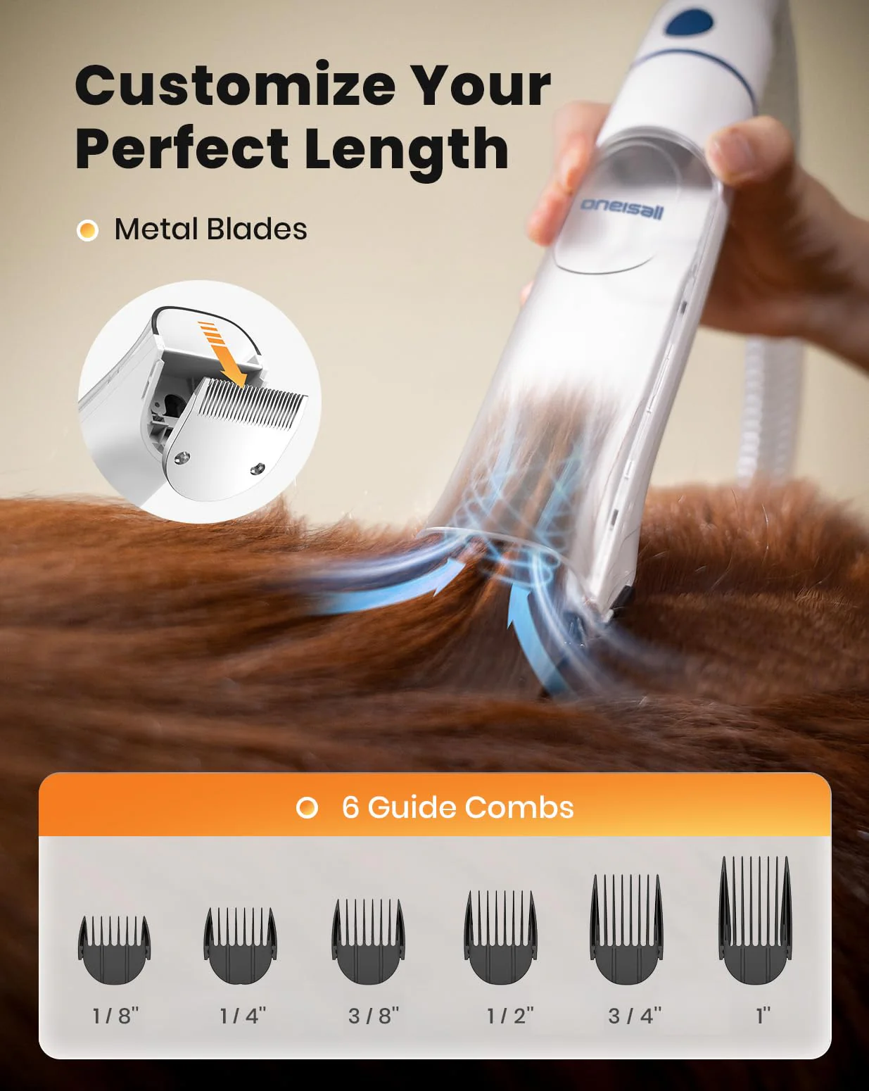 8-in-1 Dog Grooming Vacuum & Dryer, Pet Shedding and Grooming Kit for Hair Removal, Clipping and Drying - Image 4