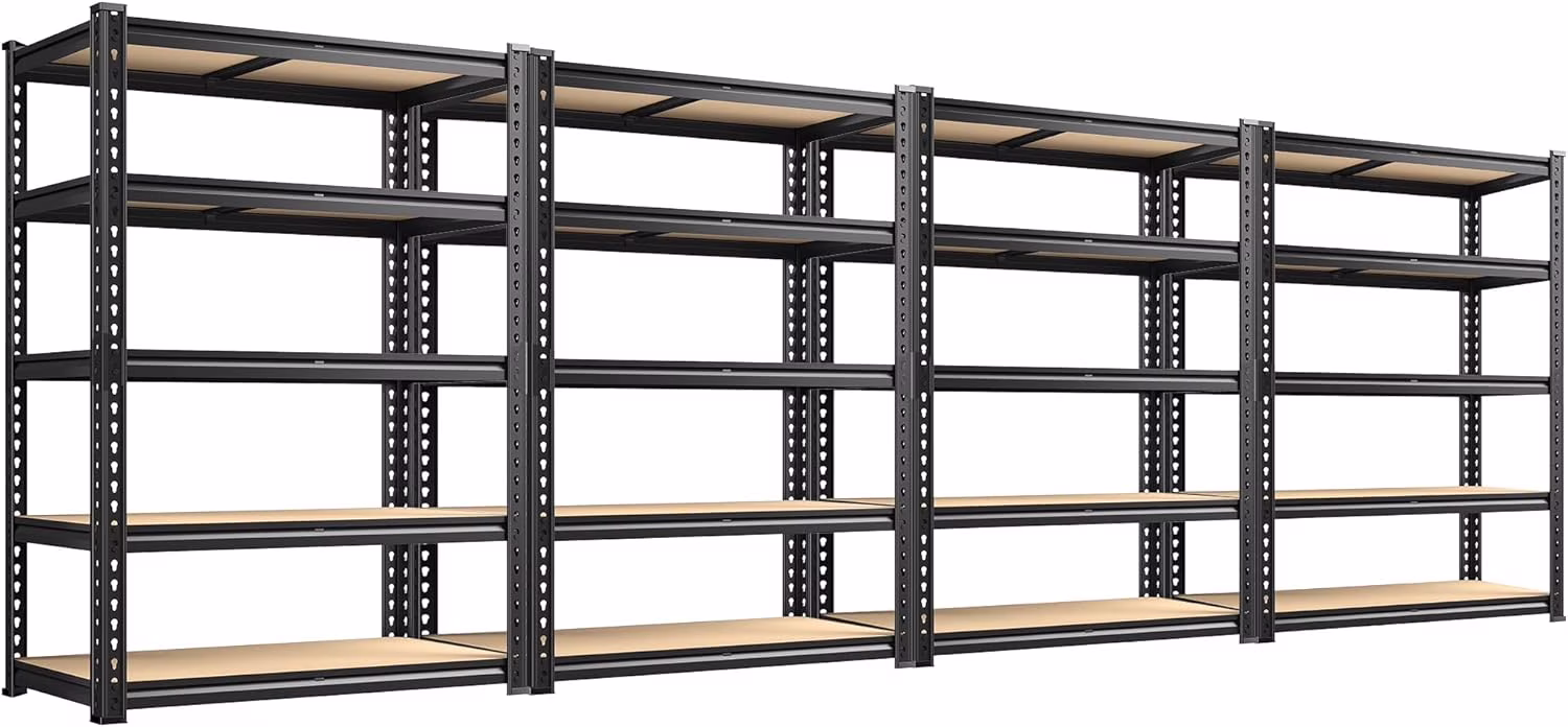 Storage Shelves 5 Tier Garage Shelving Heavy Duty Adjustable Garage Shelves, Utility Rack Shelf, Shelving Units for Storage Warehouse Pantry Closet, 35.5" W x 11.9" D x 72" H, 4 Pack