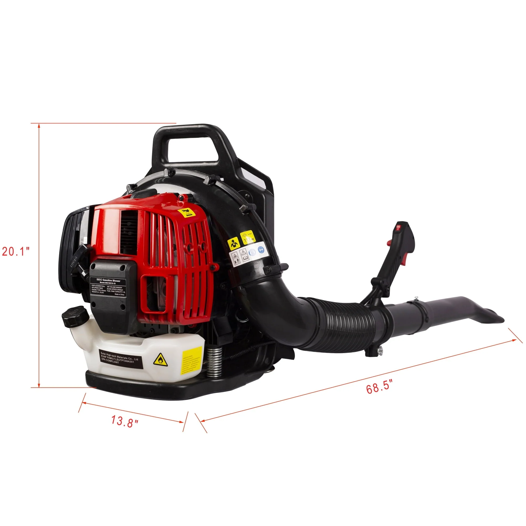 SYNGAR Gas Backpack Leaf Blower, 52CC 2-Cycle Leaf/Snow Blower with Extension Tube, for Dust Cleaning, Snow Blowing, Backyard, Garden, Work Around the House, Not for Sale in California, D5480 - Image 12