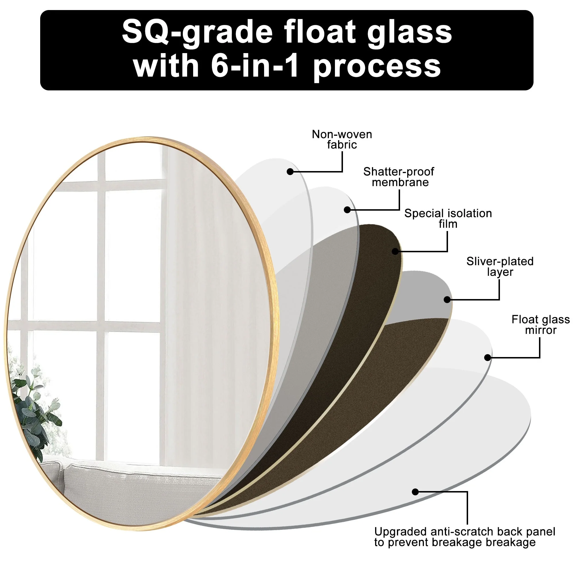 Modern Round Bathroom Vanity Mirror, Wall Mounted Circular Mirror for Bathroom, Bedroom and Home Decor - Image 36