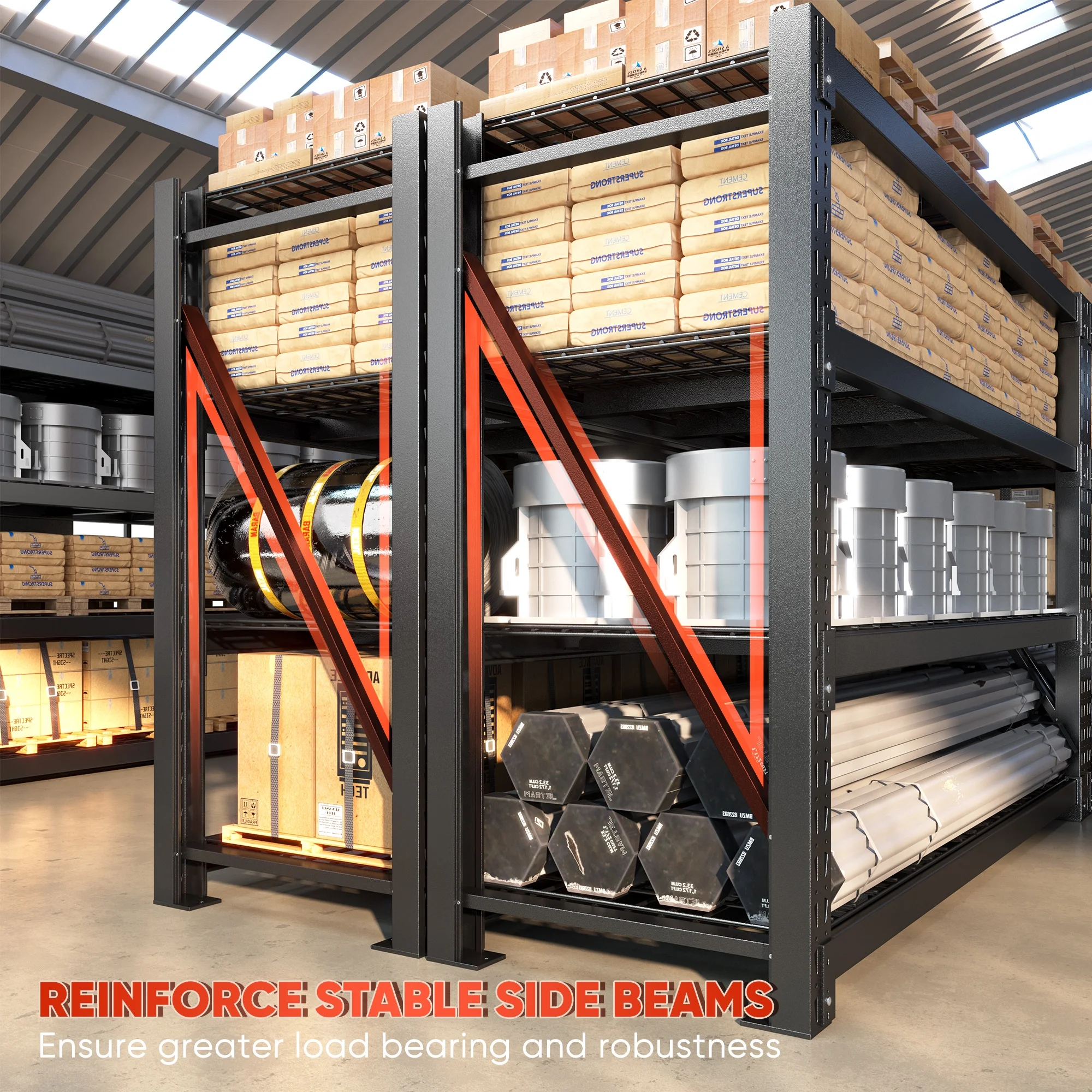 REIBII 11000LBS Heavy Duty Industrial Shelving Unit for Garage Storage,Shop,Warehouse,Basement,Commercial,60"W x 24"D x 72"H - Image 14