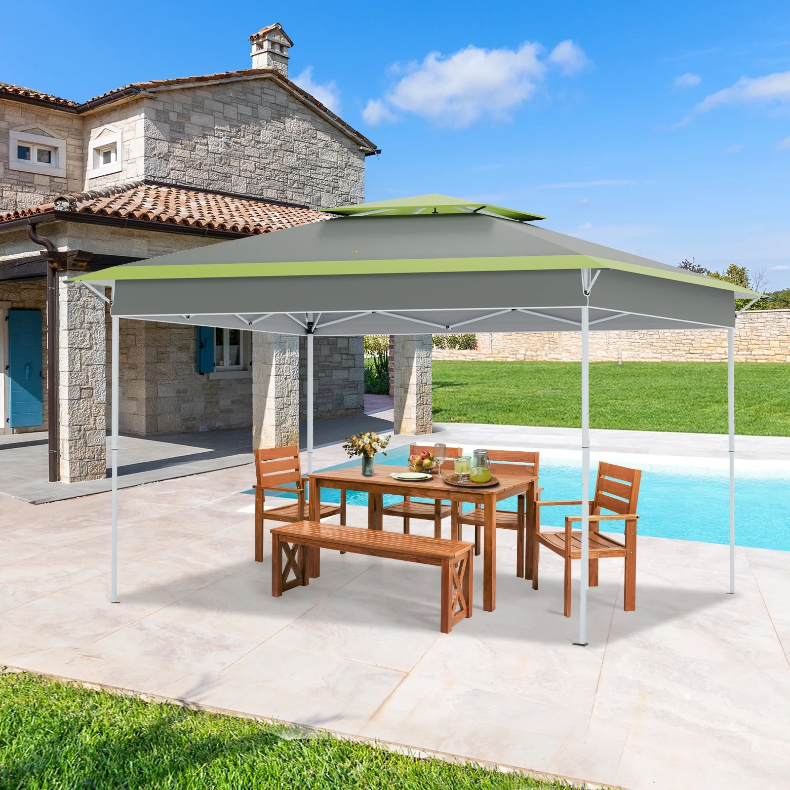 AVAWING 12x12 ft Outdoor Pop-up Canopy Party Tent Easy Setup Patio Wedding Tent, Khaki - Image 71