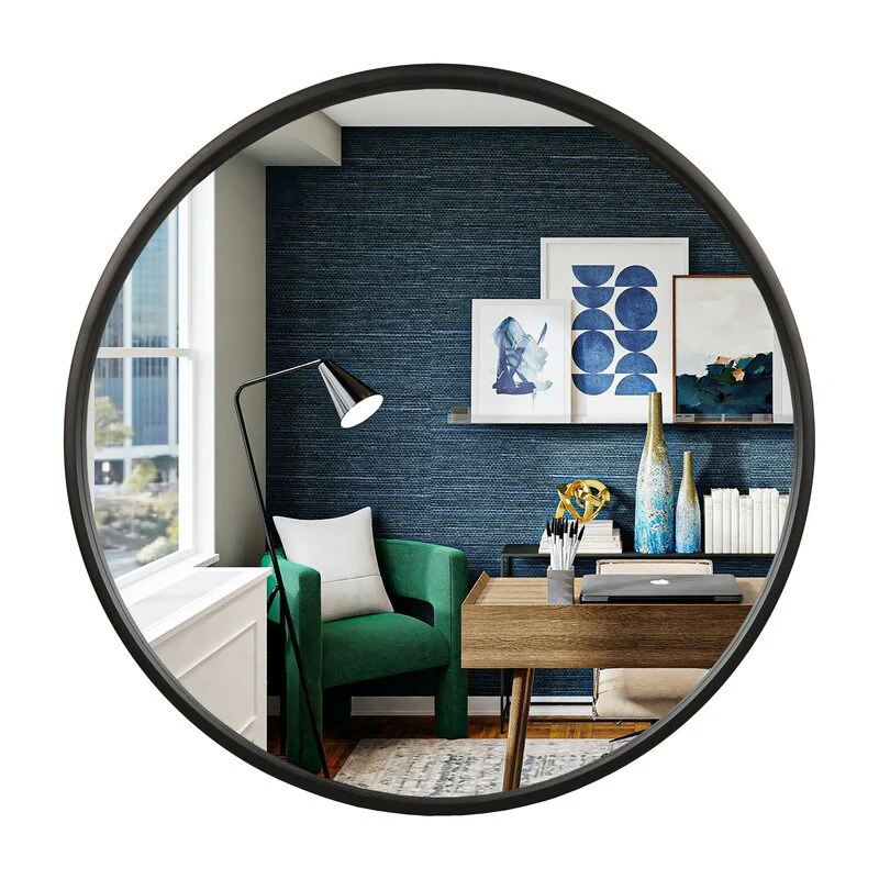 Classic Farmhouse Round Wall Mirror, Wooden Frame Decorative Accent Mirror for Living Room, Bedroom and Entryway - Image 6
