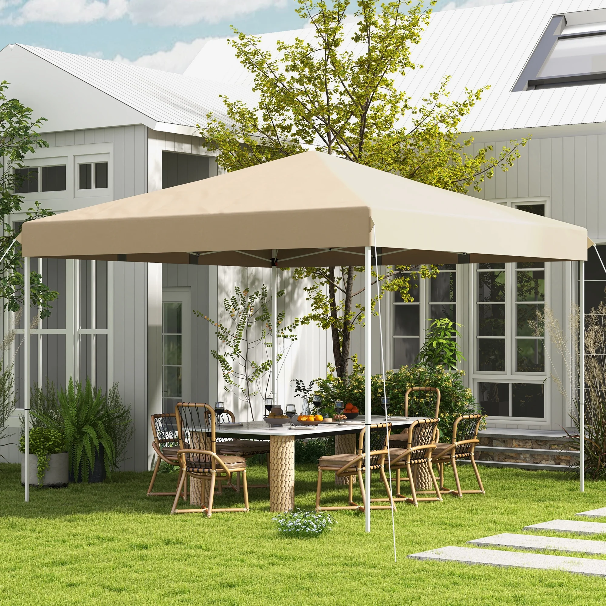 CoSoTower 13' X 13' Pop Up Tent, Instant Sun Shelter, Tents for Parties, Height Adjustable, with Wheeled Carry Bag for Outdoor, Garden, Patio, Parties, Beige - Image 9