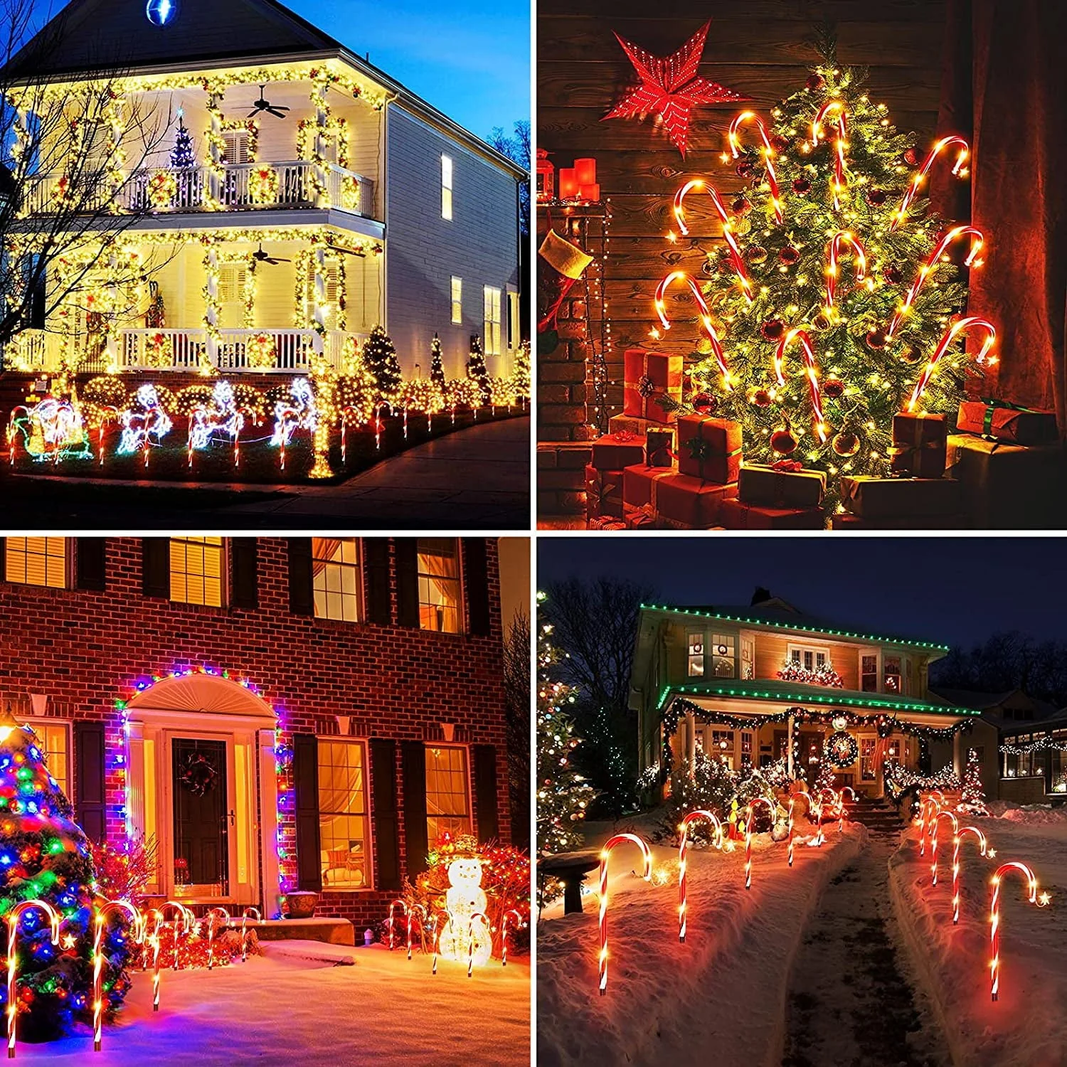 Outdoor Christmas Decorations,12 Pack Solar Christmas Candy Cane Lights with Wireless Remote Control & Bigger Solar Panel, 9 Modes Bright All Night Solar Christmas Yard Pathway Decorations - Image 7