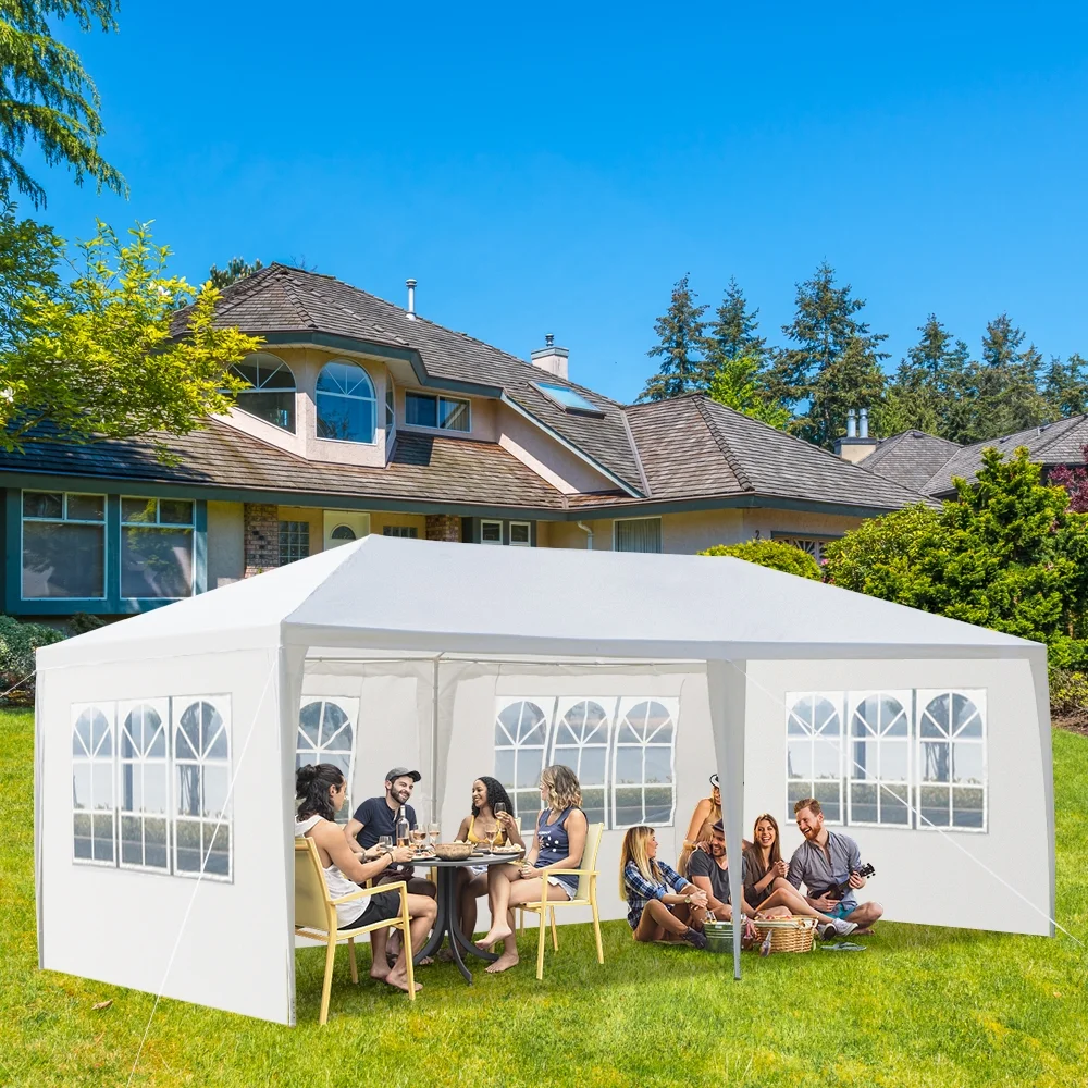 10'X20' Outdoor Party Tent with 4 Removable Sidewalls, Waterproof Canopy Patio Wedding Gazebo, White - Image 5