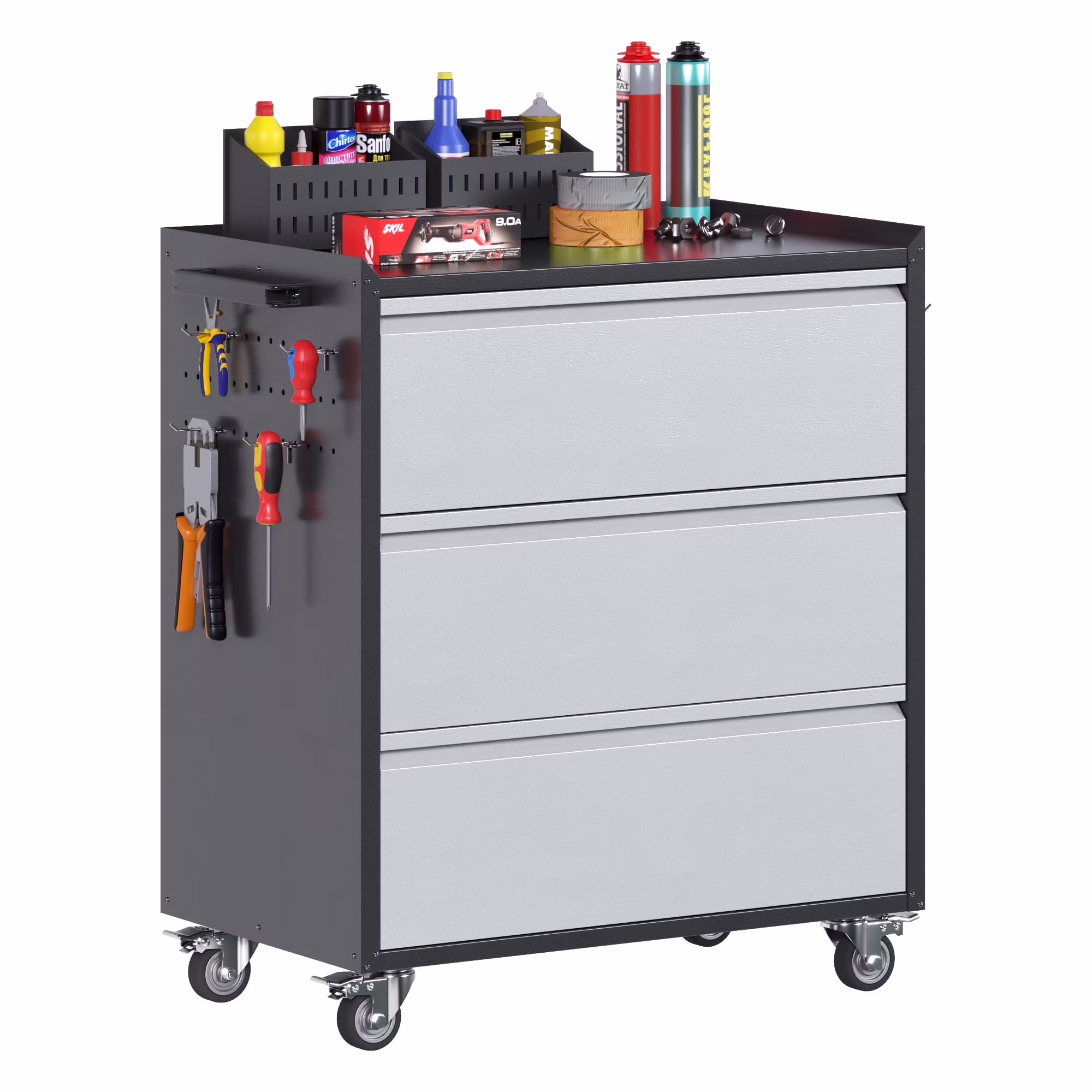 Gaeanet Rolling Tool Storage Cabinet with 5 Adjustable Shelves and Pegboard,Metal Garage Storage Cabinet with Wheels for Garage Home Office Utility Room,71" H-32" W-16" D,Required Assembly, Black - Image 13