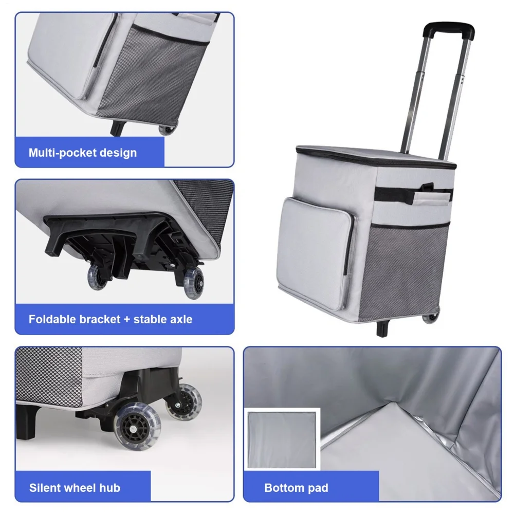 AITOCO Cooler on Wheels Lightweight Cooler Insulated Trolley Cart with Handle 35L Leakproof Bag for Travel Picnic Patio Outdoor Beach Camping manner - Image 5
