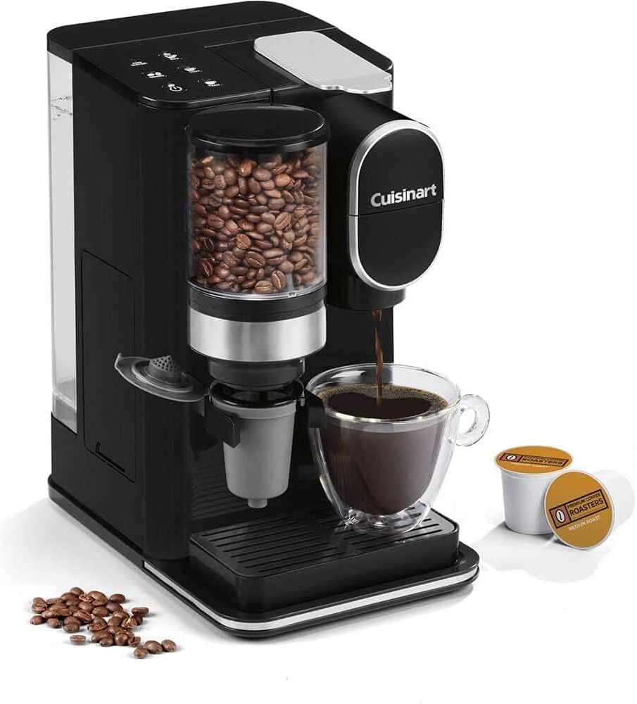 Single-Serve Coffee Maker + Coffee Grinder with 8 oz., 10 oz., and 12 oz. Serving Size, Compatible with Single-Cup Pods, 48-Ounce Removable Reservoir, Stainless Steel, DGB-2 - Image 2