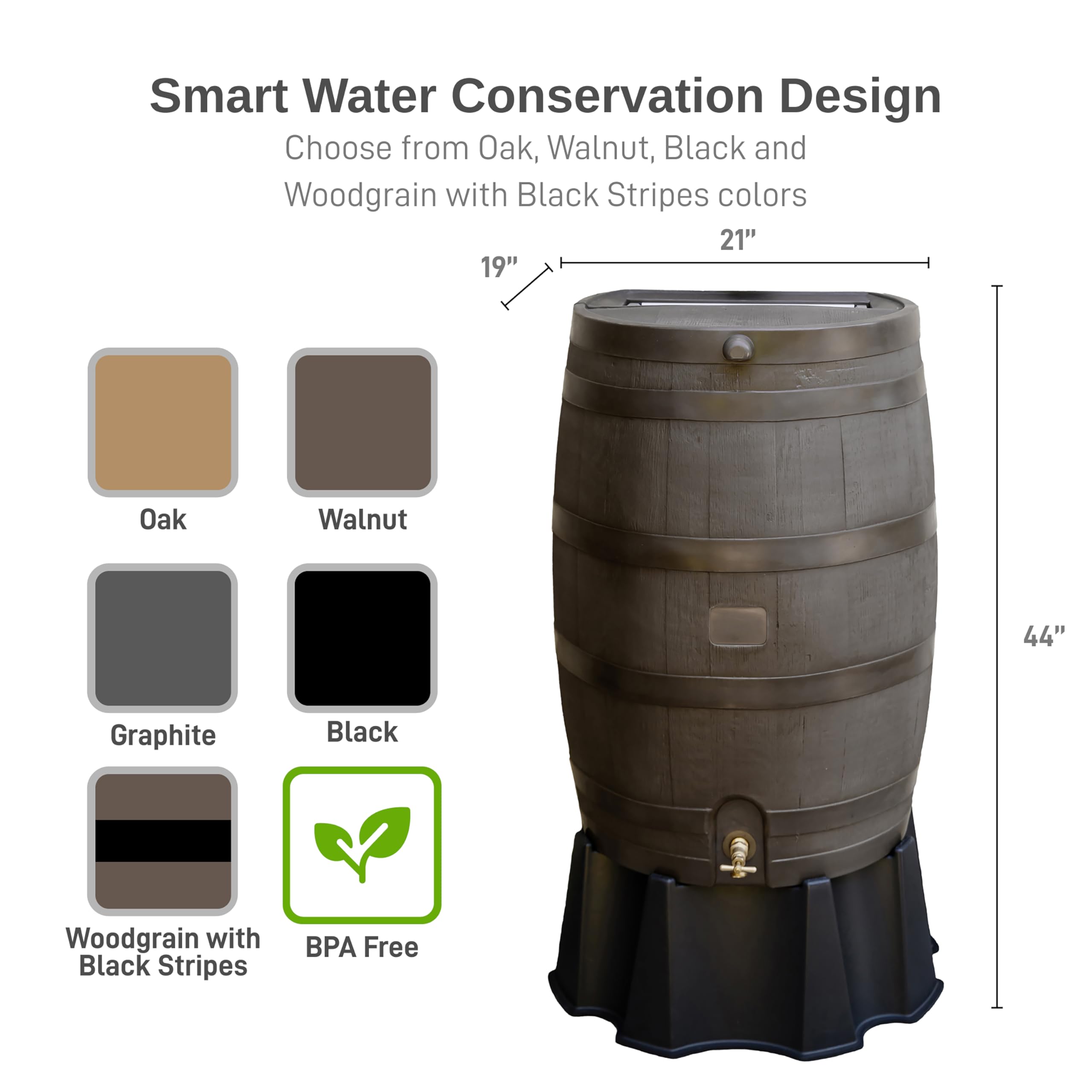 50 Gallon Rain Barrel with Brass Spigot, Large Outdoor Rainwater Collection and Storage Container for Garden - Image 31