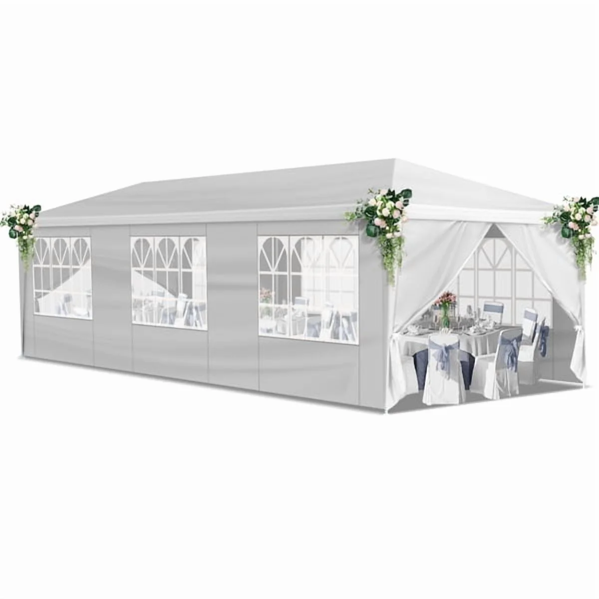 10'x30' Outdoor Party Tent with 8 Removable Sidewalls, Waterproof Canopy Patio Wedding Gazebo, White,white - Image 28