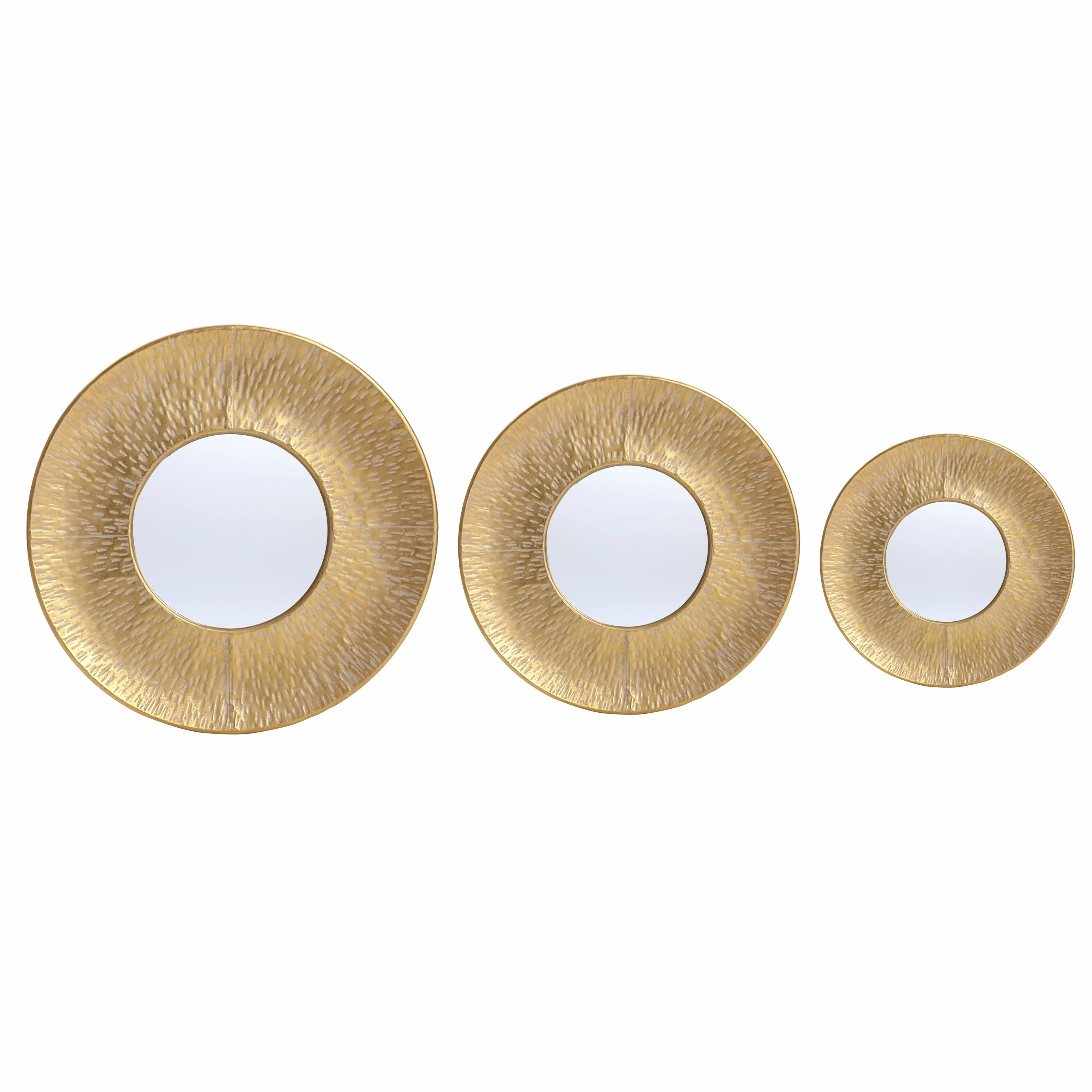 3-Piece Gold Metal Round Wall Mirror Set, 22.25" Diameter x 2.36" Deep, Decorative Wall Mirrors - Image 5
