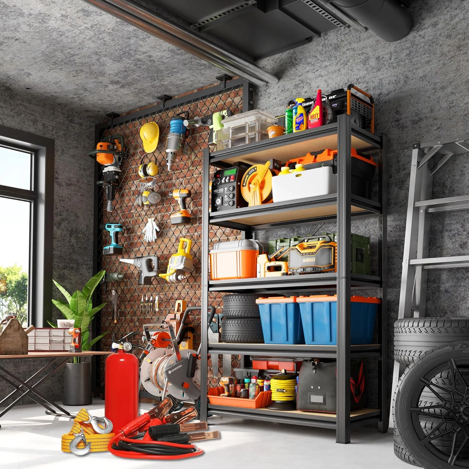 Garage Shelving Heavy Duty Storage Racks Easy to Assemble 5 Tier Adjustable Metal Shelving Racks Garage Storage Racks for Garages,Basements and Warehouses (12" D x 30" W x 57.5" H) - Image 2