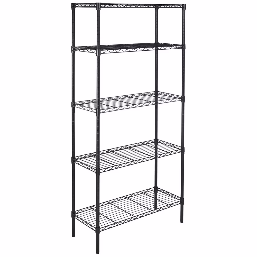 Wire Storage Shelves, 5 Tier Shelf Metal Storage Racks and Shelving Rack, Wire Storage Shelves for Garage Metal Storage Shelving, Epoxy Steel Wire Shelving Unit and Storage, 35''x13.8''x70.8'', S1623