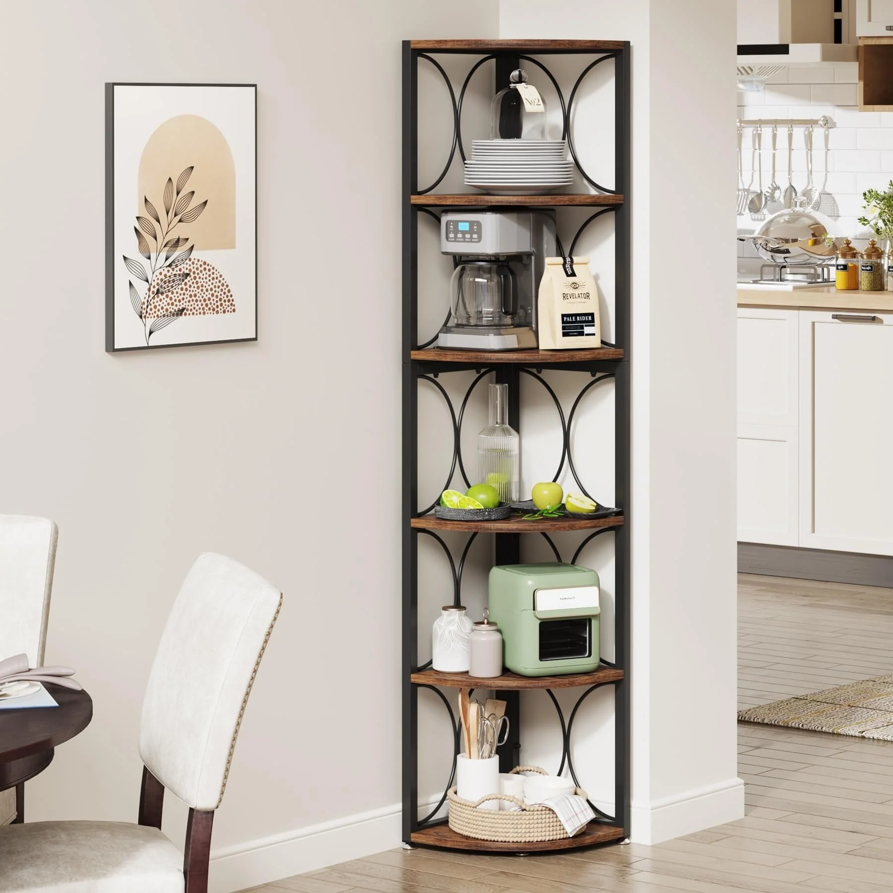 67 Inch Tall Corner Shelf, Freestanding Corner Bookshelf and Storage Shelving Unit - Image 2