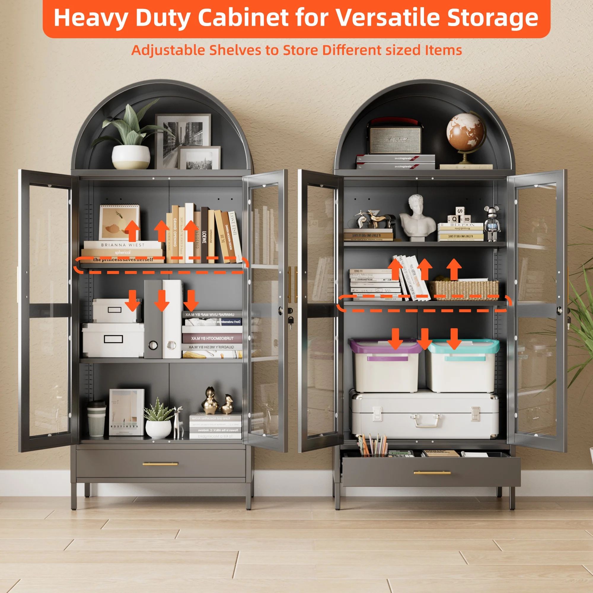 GangMei 71 Inches Tall Metal Garage Storage Cabinets with 5 Adjustable Shelves & Pegboards, Lockable Steel Black Storage Cabinet with Doors for Office, Home, School, Shops, Garage, Assembly required - Image 48