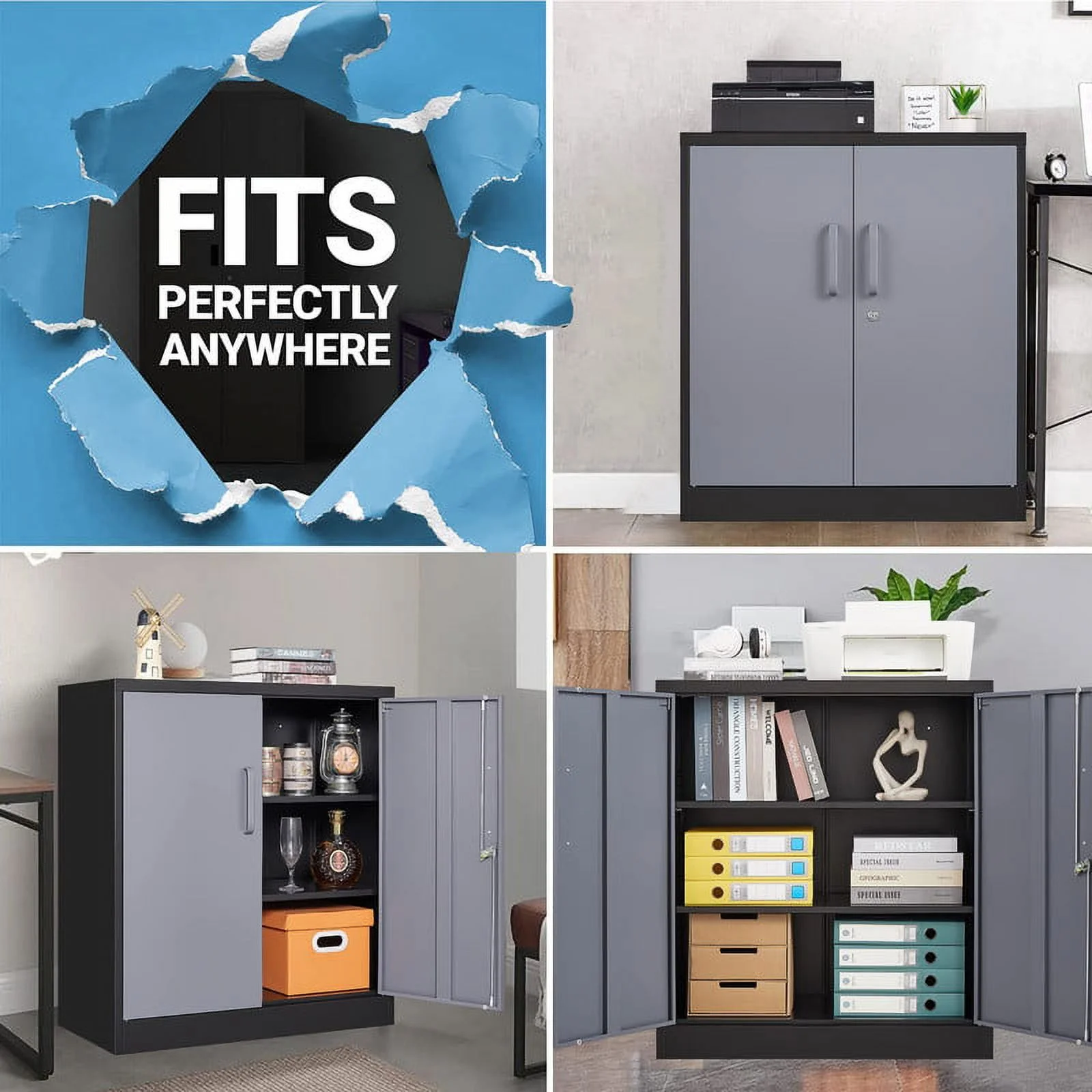 MIIIKO 71" Metal Storage Locker Metal Garage Locker Cabinets with Locking Door and 4 Adjustable Shelves, Steel Classic Storage Cabinet for Home, School, Office, Garage - Image 35