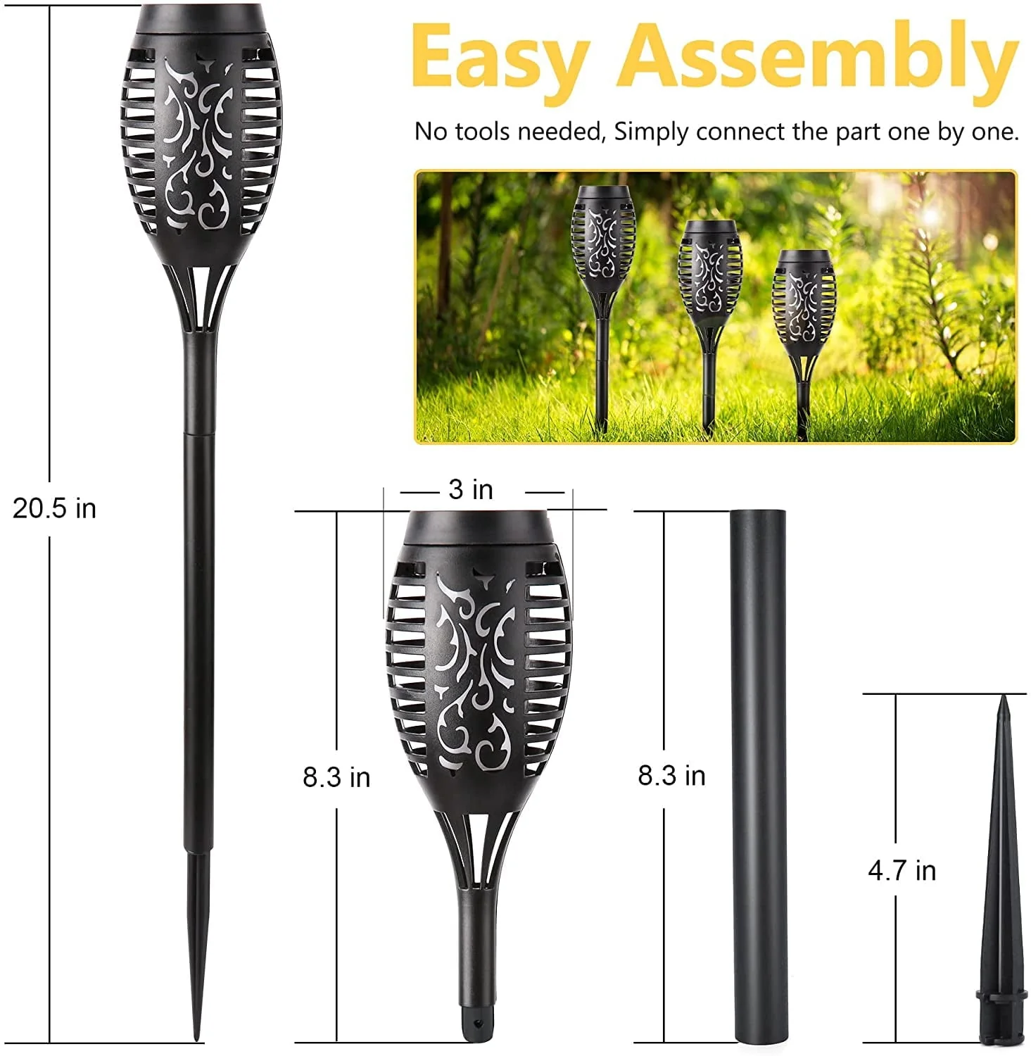 Toodour Christmas Solar Lights Outdoor with Flickering Flame, 12 Pack LED Solar Torch Lights, Waterproof Solar Garden Lights for Path Landscape Patio Christmas Decor - Image 8