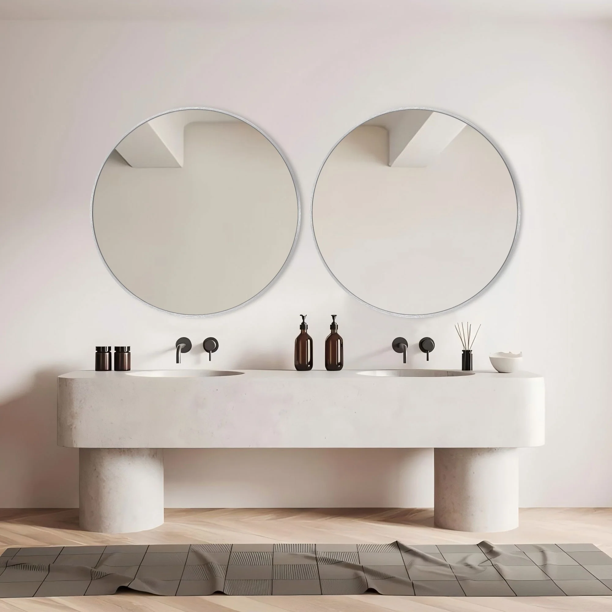 Modern Round Bathroom Vanity Mirror, Wall Mounted Circular Mirror for Bathroom, Bedroom and Home Decor - Image 27