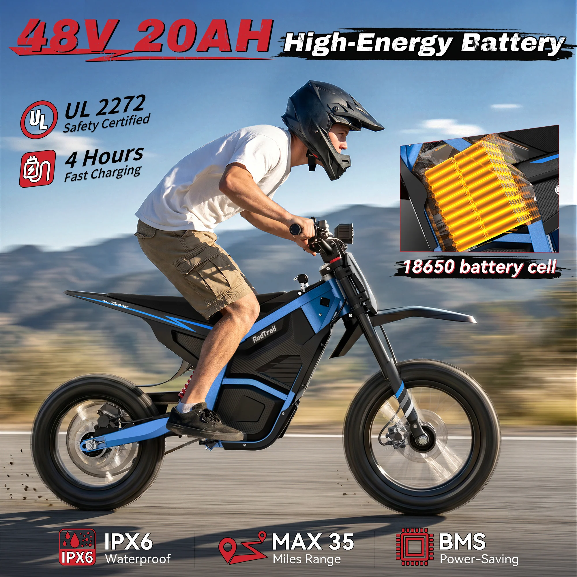 48V 2000W Peak Class Electric Dirt Bike Ages 13+ - Image 15