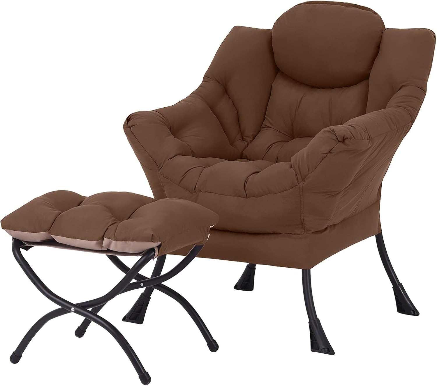 Lazy Chair with Ottoman, Reading Chair with Footrest, Jet Black - Image 11