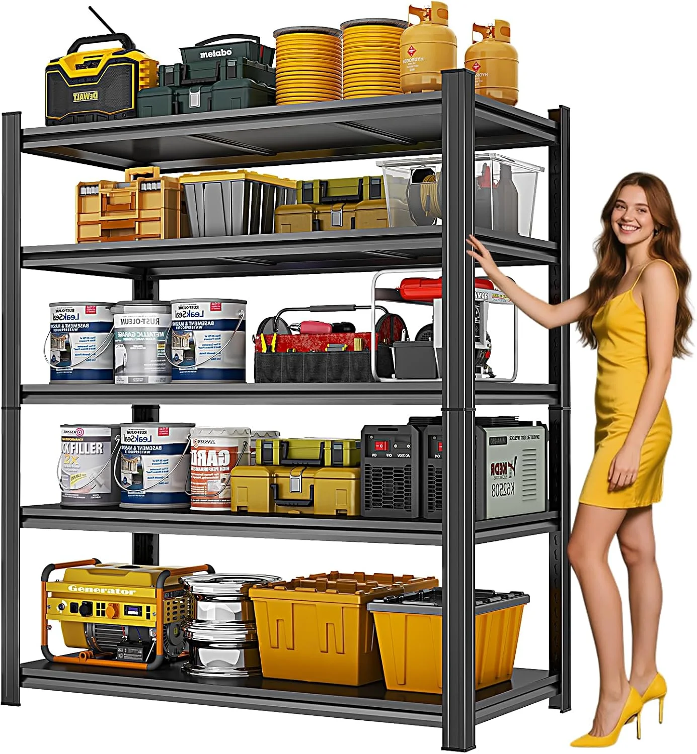 Garage Shelving 3500LBS Storage Shelves 5-Tier Adjustable Metal Shelving Units Garage Storage Shelves Heavy Duty for Industrial, Warehouse, Basement, Commercial, Black - Image 12