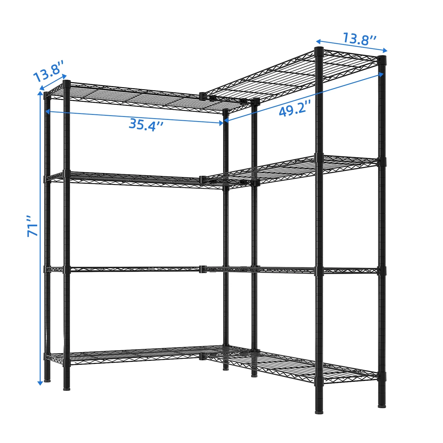 Zimtown Heavy Duty Storage Shelves, 63"W Wire Shelving Unit, Adjustable 4 Tier Metal Shelves Organizer Silver for Pantry Kitchen Basement, 1500 lbs Capacity - Image 35