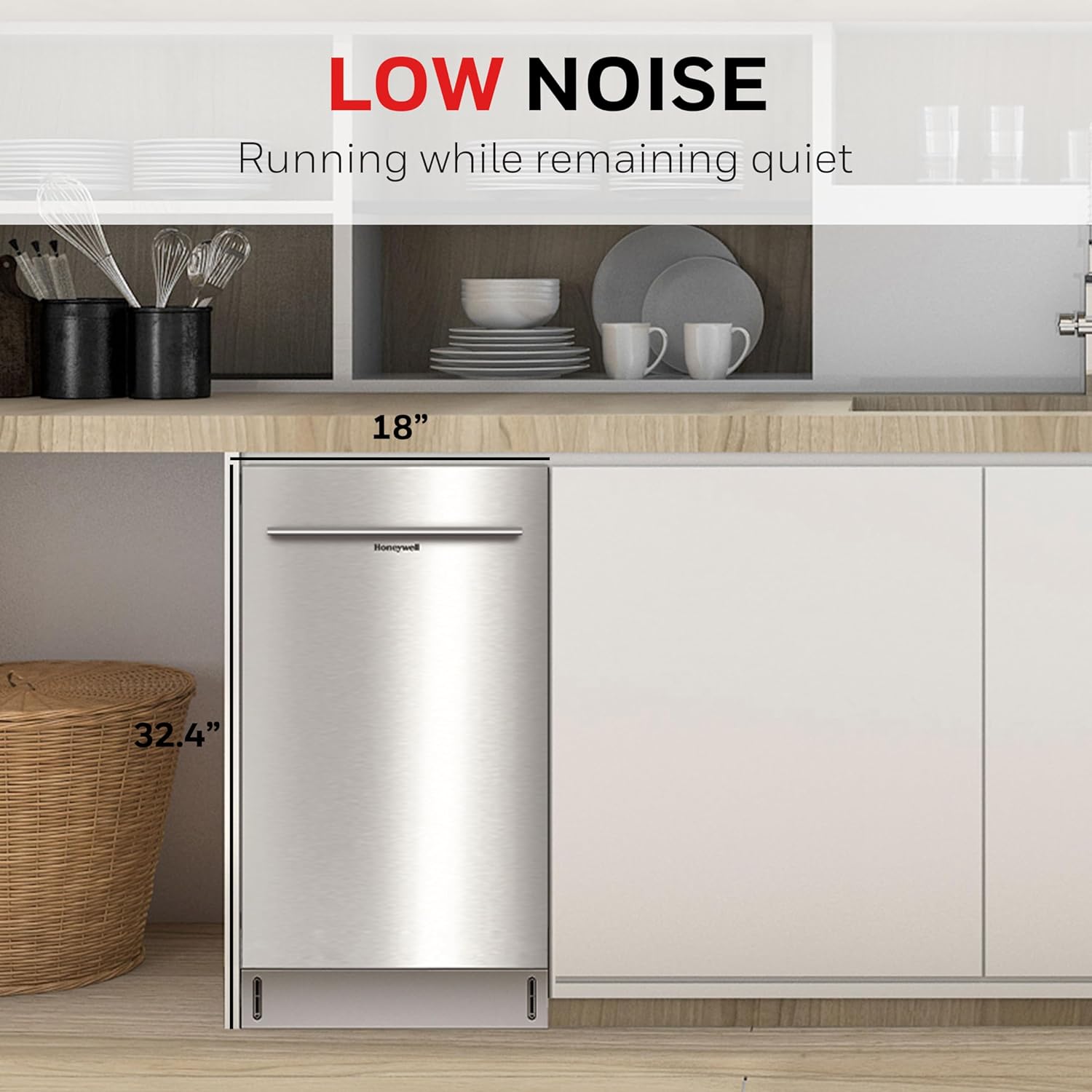 18 Inch Dishwasher with 8 Place settings, 6 Washing Programs, Stainless Steel Tub, UL/Energy Star- Stainless Steel - Image 7