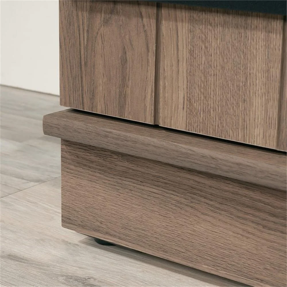 Pemberly Row Farmhouse Engineered Wood 2-Door Narrow Storage Cabinet in Salt Oak - Image 11