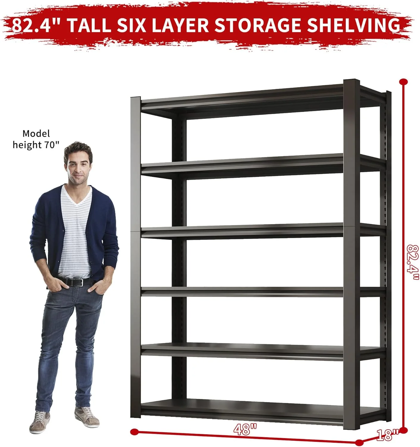 Garage Shelving, Garage Storage Shelves, 2500 LBS Heavy Duty Adjustable Metal Garage Shelves, Easy Assembly, Shelves for Garage Storage, Warehouse, Basement, Black - Image 19