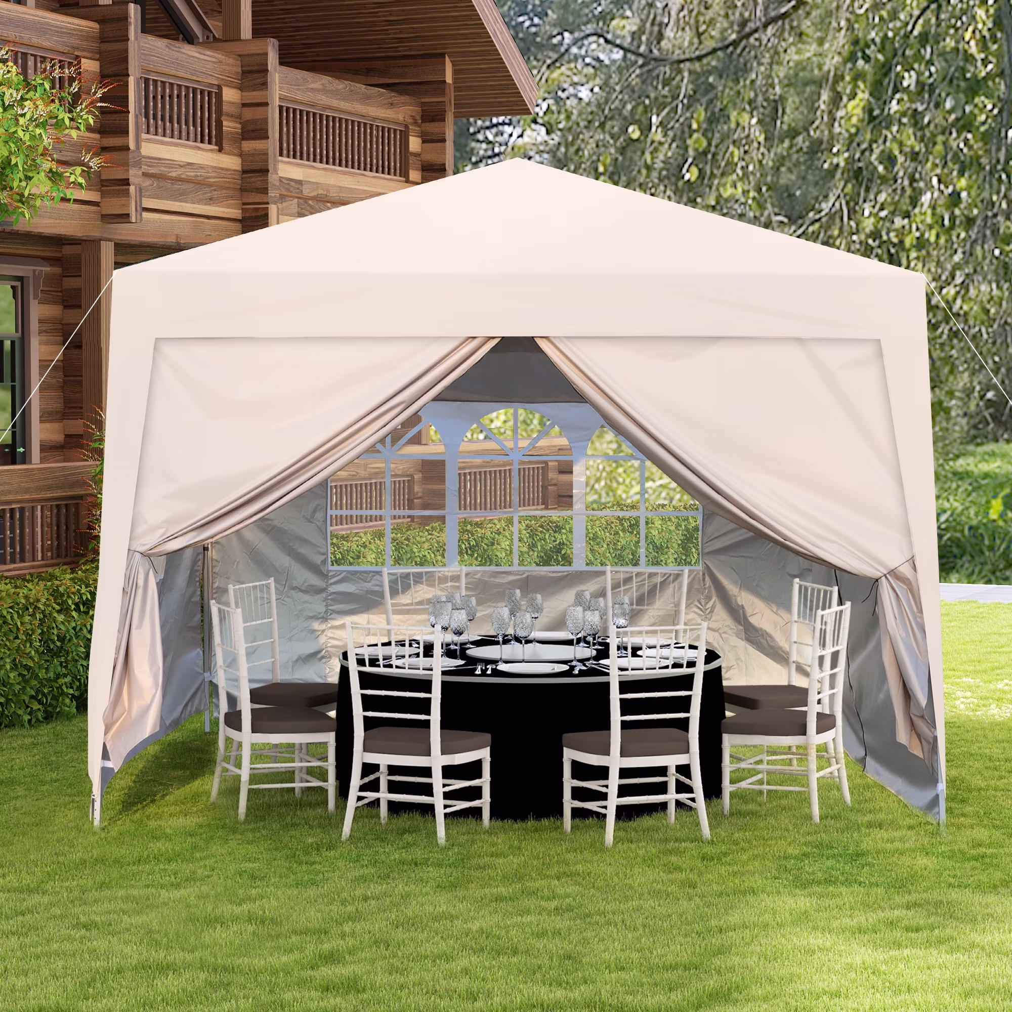 IVV 10x10FT Pop Up Canopy Tent, Outdoor Instant Slant Legs Gazebo Shelter with Carrying Bag, Portable for Patio Deck Garden and Beach - Blue - Image 7