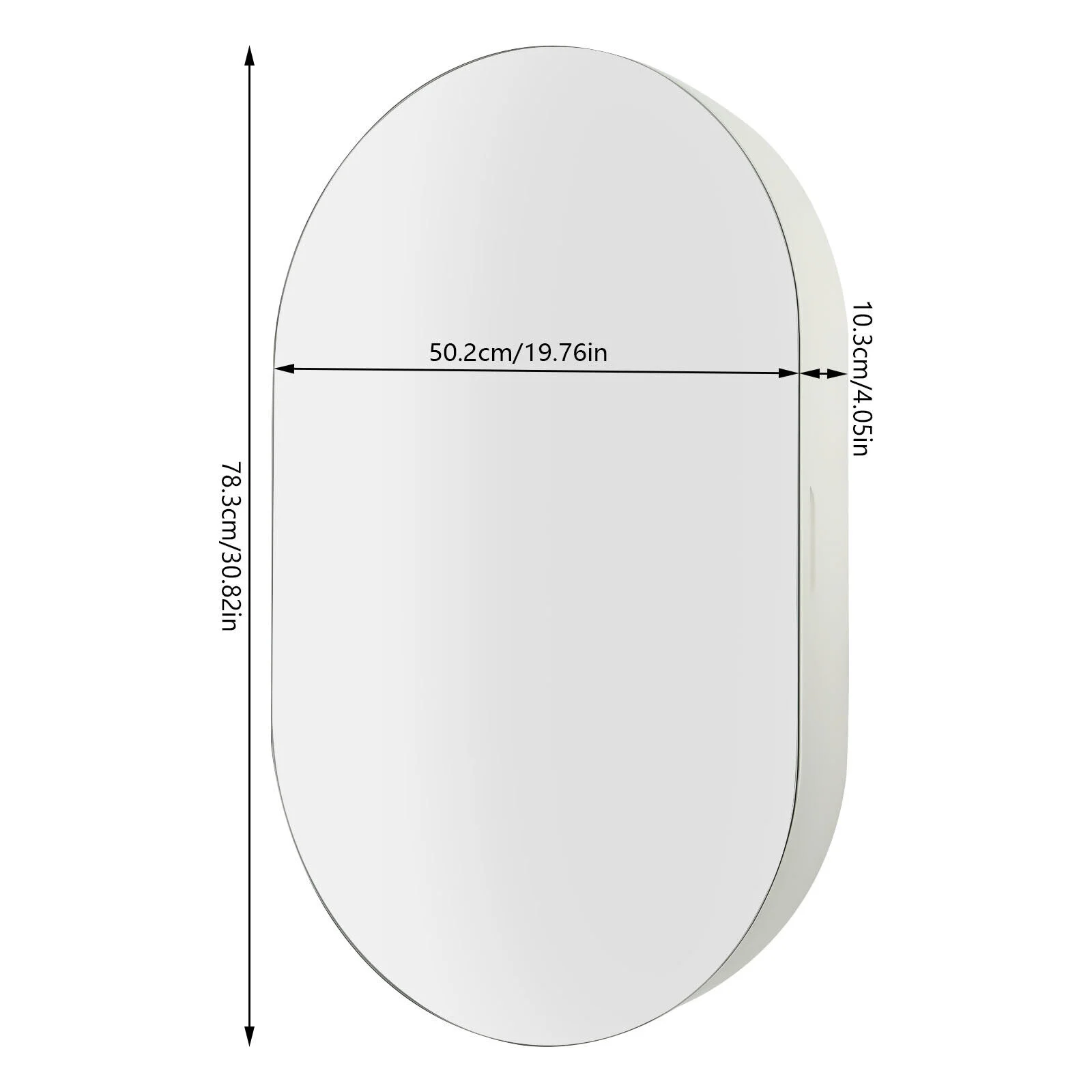Fichiouy Bathroom Mirror Cabinet Oval Wall Mounted Cabinet Storage Cabinet with Mirror for Bathroom 19.76" x 30.82" - Image 2