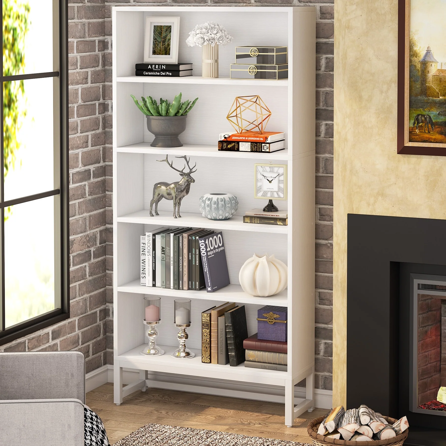 70.87 Inch Tall 5-Tier Bookcase, Large Bookshelf with 31.5 Inch Wide Storage - Image 15