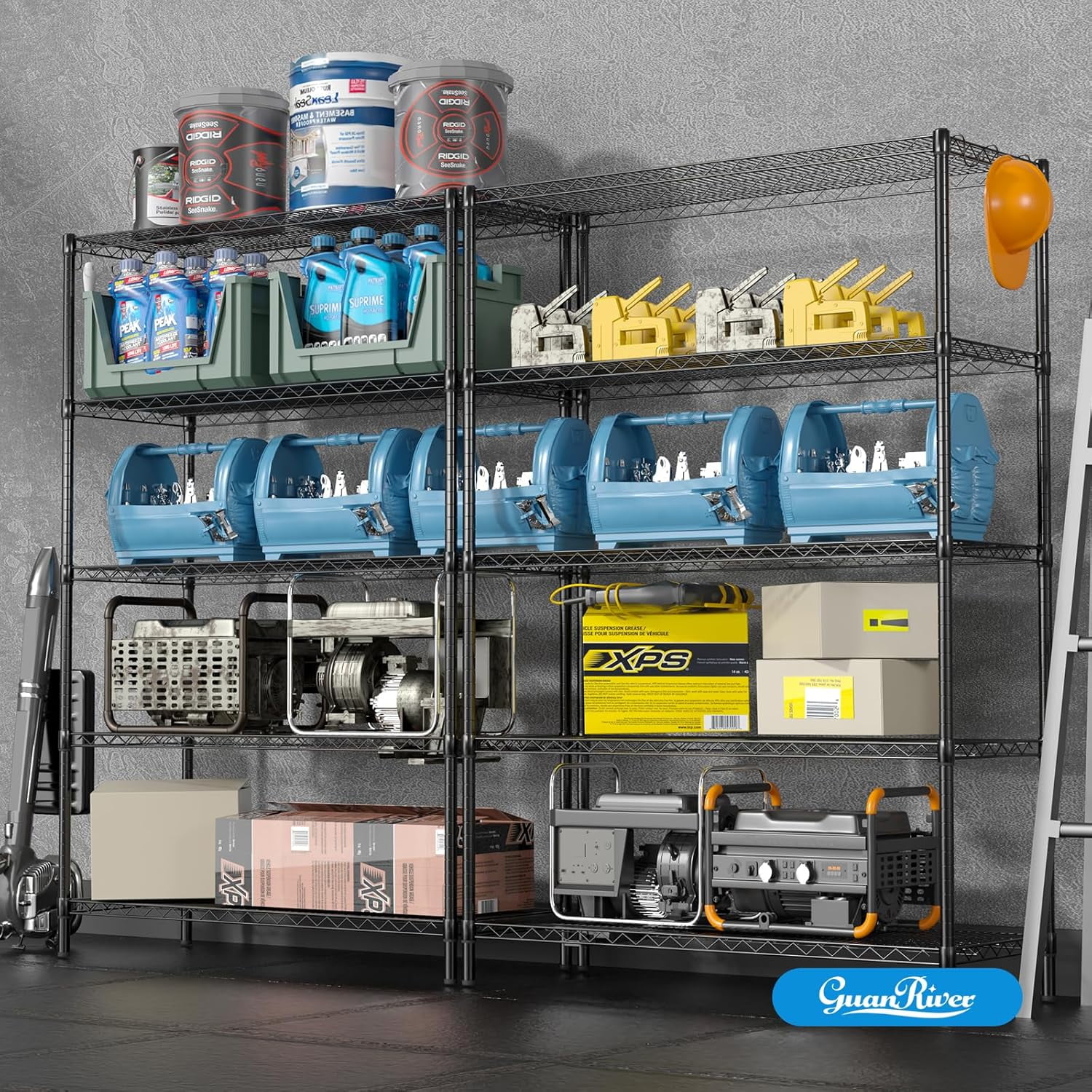 5-Tier Wire Storage Shelves, Adjustable Metal Heavy Duty Storage Rack for Office, Kitchen, Bedroom, Bathroom, Laundry, Pantry Basement, Garage, Black - Image 5