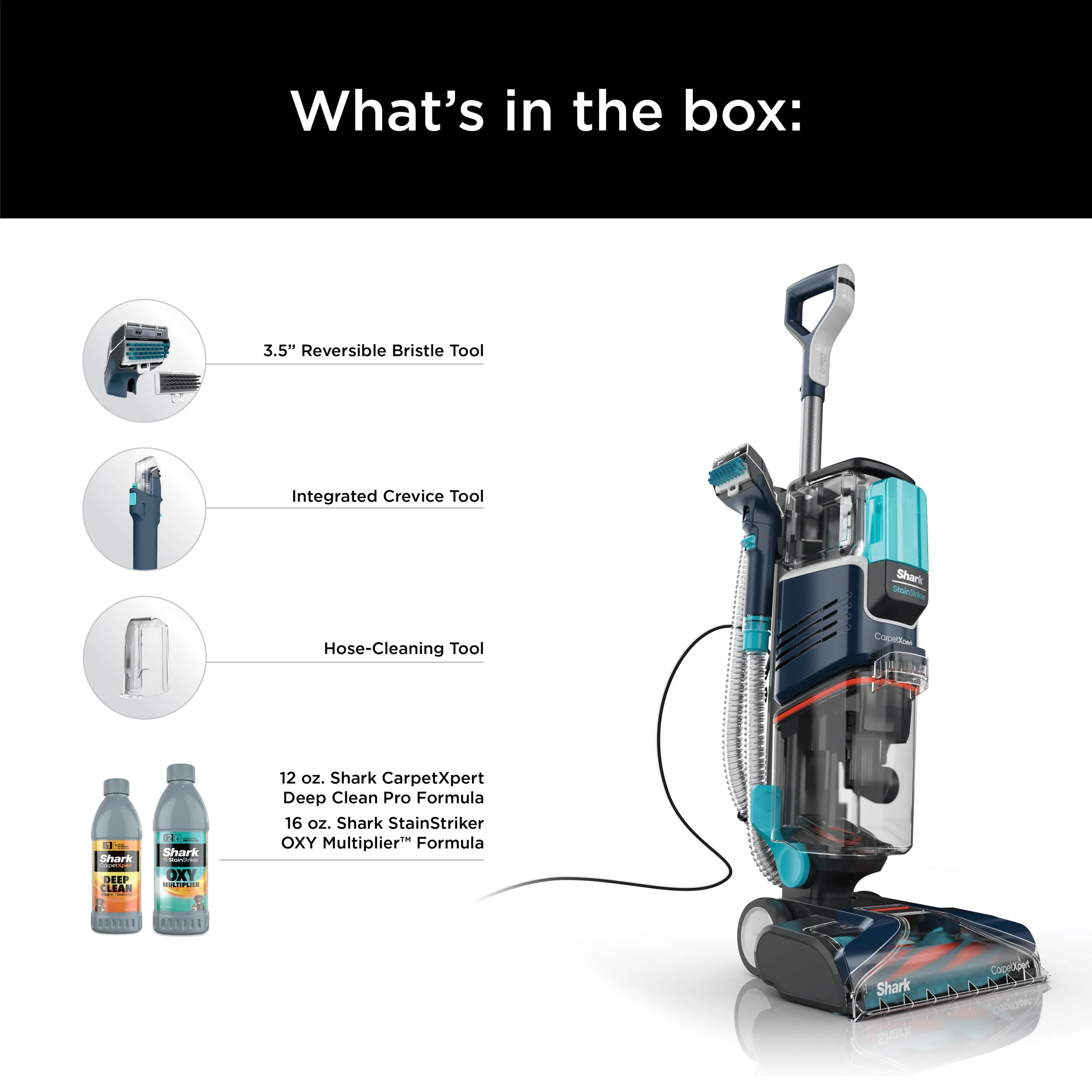Shark CarpetXpert with StainStriker, Upright Carpet, Area Rug & Upholstery Cleaner for Pets, Built-in Spot & Stain Eliminator, Deep Cleaning & Tough Stain Removal, Carpet Shampooer, Navy, New,EX200 - Image 8