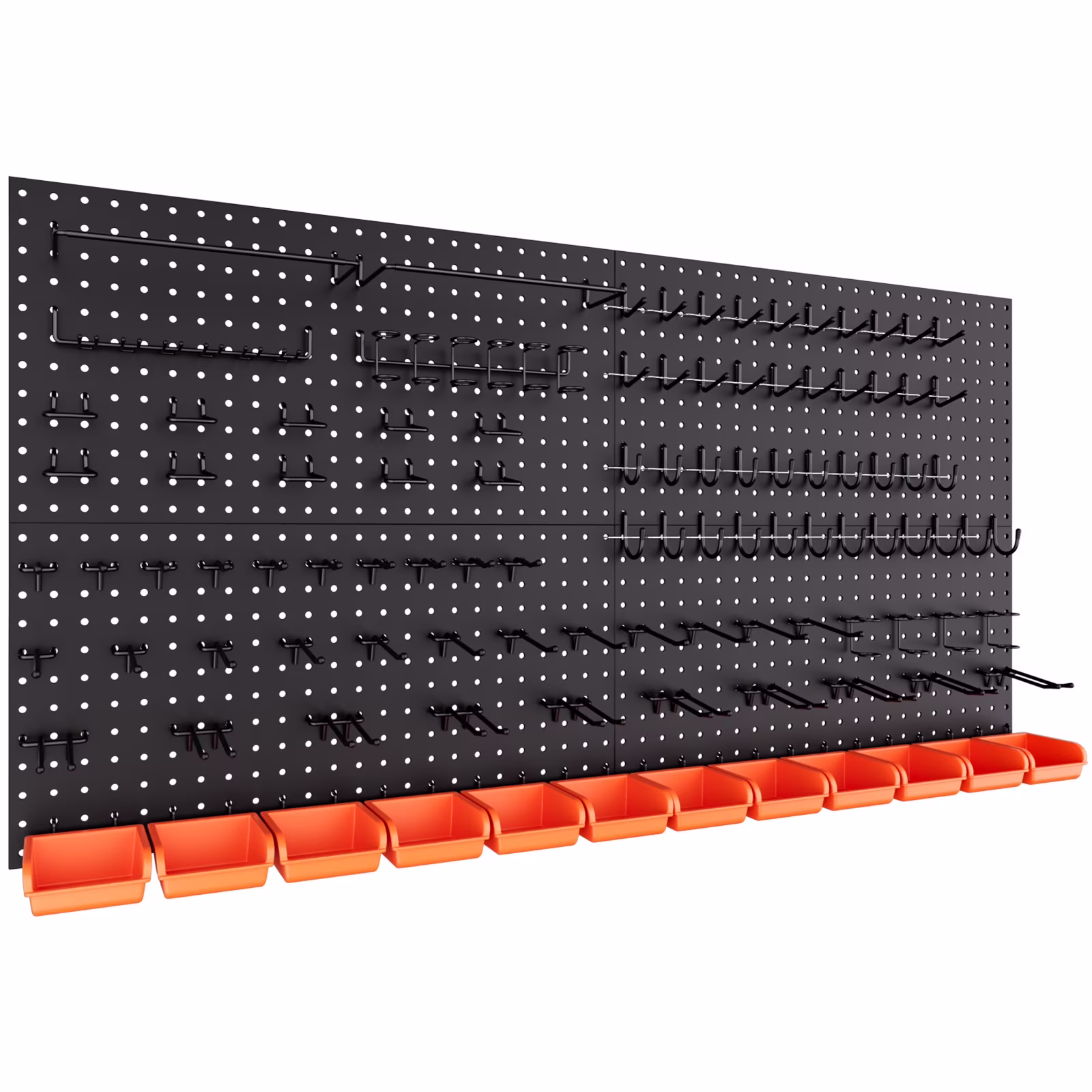 INCLY 48x24 Inch Metal Peg Board Kit with 1/4" Pegboard Hooks Accessories, 160PCS Black Pegboard Wall Organizer Pegboard Panels Tool Organizer Storage System for Garage Workbench Shed
