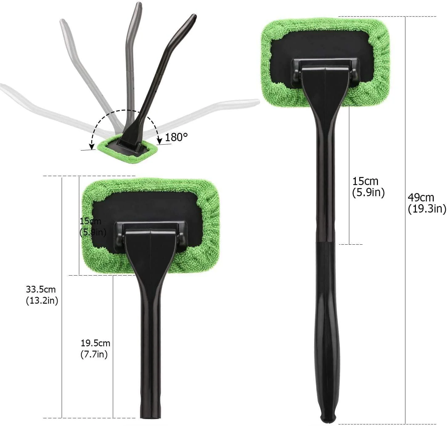 Windshield Cleaner, Microfiber Car Windshield Cleaning Tool and Washable Microfiber Pads and Extendable Handle Auto Inside Glass Wiper Kit - Image 5
