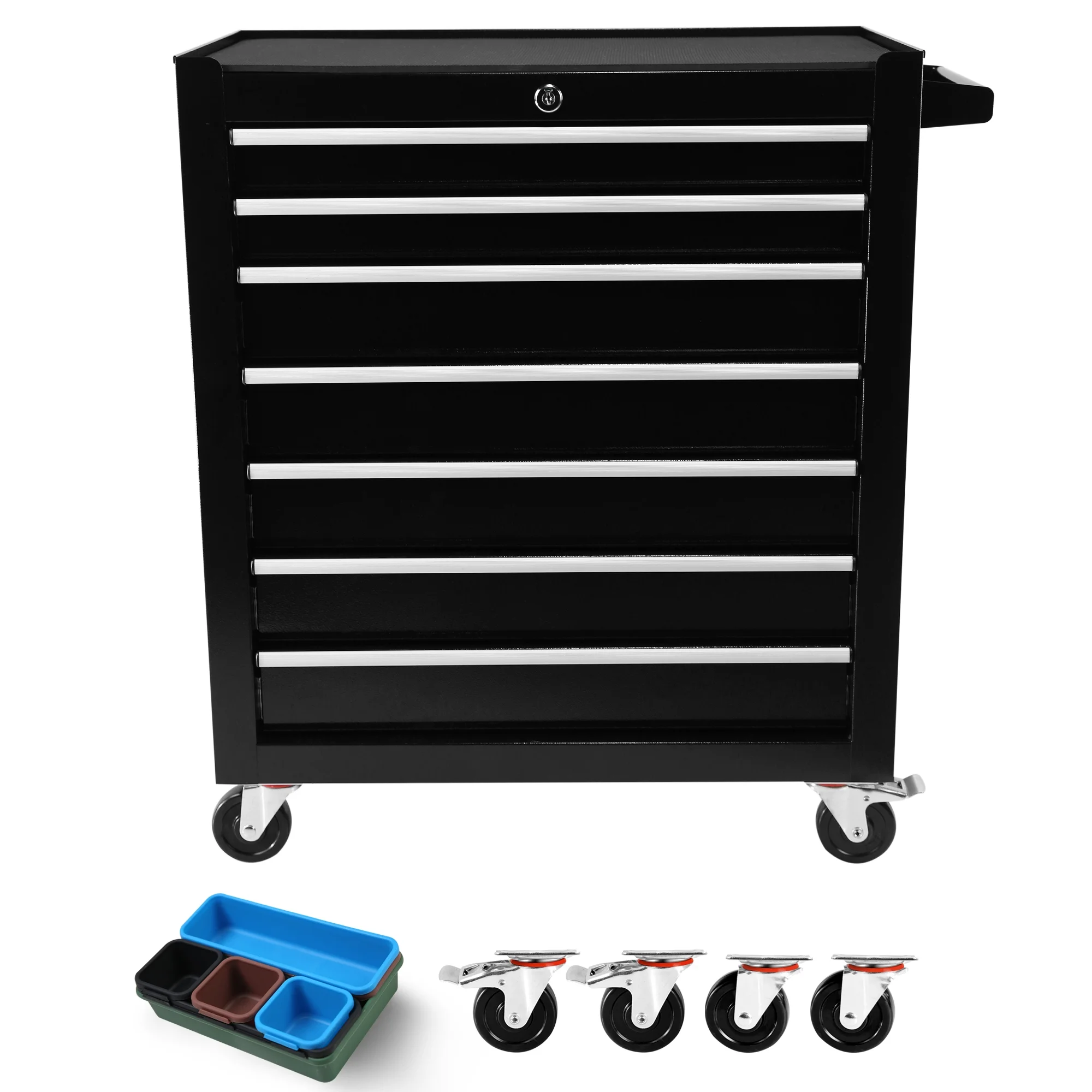 EastVita Tool Chest, 7-Drawer Rolling Tool Storage Cabinet with Liner, Adjustable Shelf, Locking Mechanism, Parking Brakes, Tool Cart Chest for Garage, Workshop, Home - Image 2