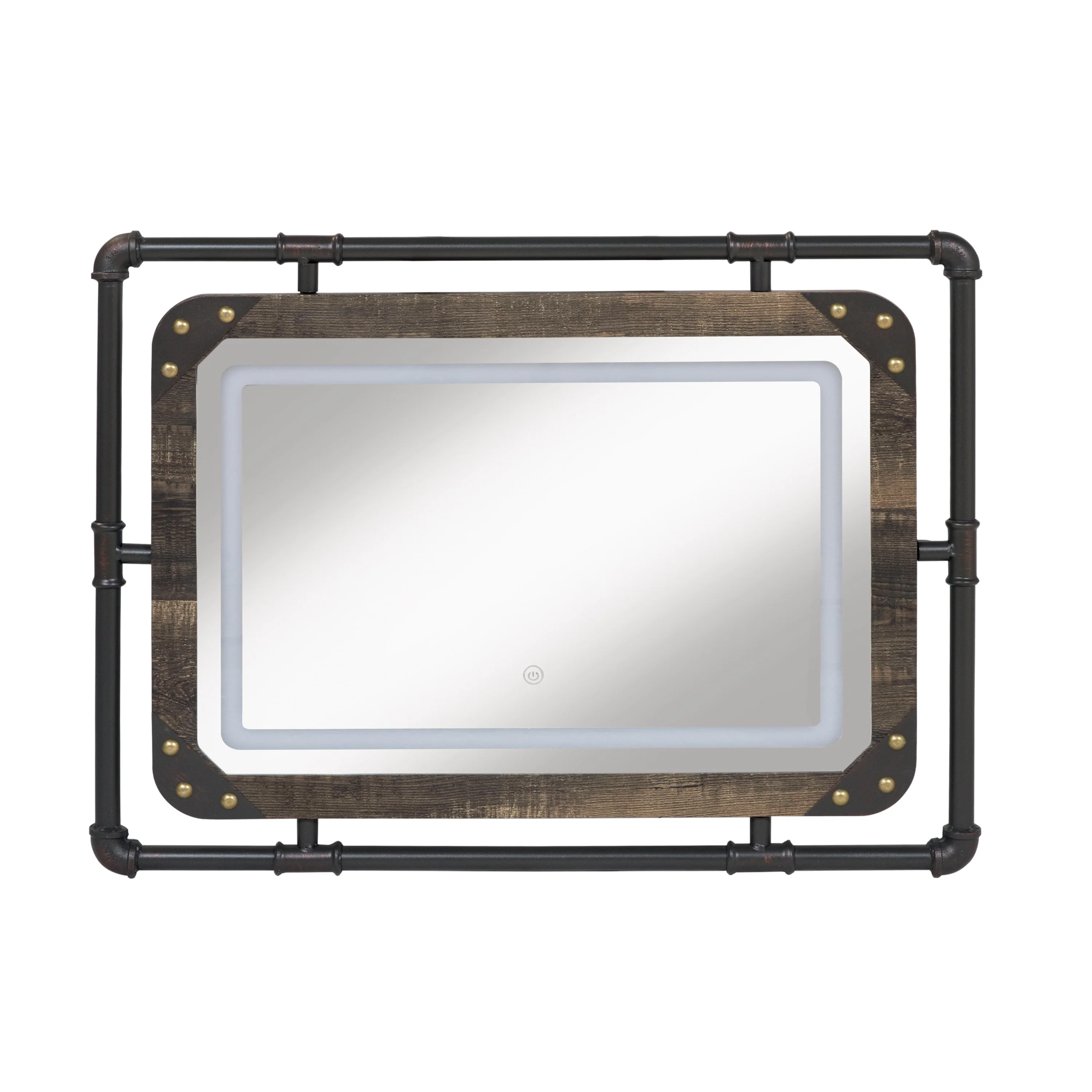 Industrial Metal Wall Mirror with LED Lights, Modern Decorative Mirror for Home - Image 5