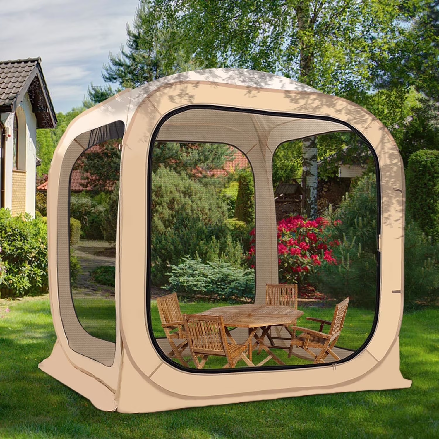 Slsy Screen House Tent Pop-Up, Portable Screen Room Canopy Instant Screen Tent Outdoor Camping Tent with Carry Bag for Patio, Backyard, Deck & Outdoor Activities - Image 3