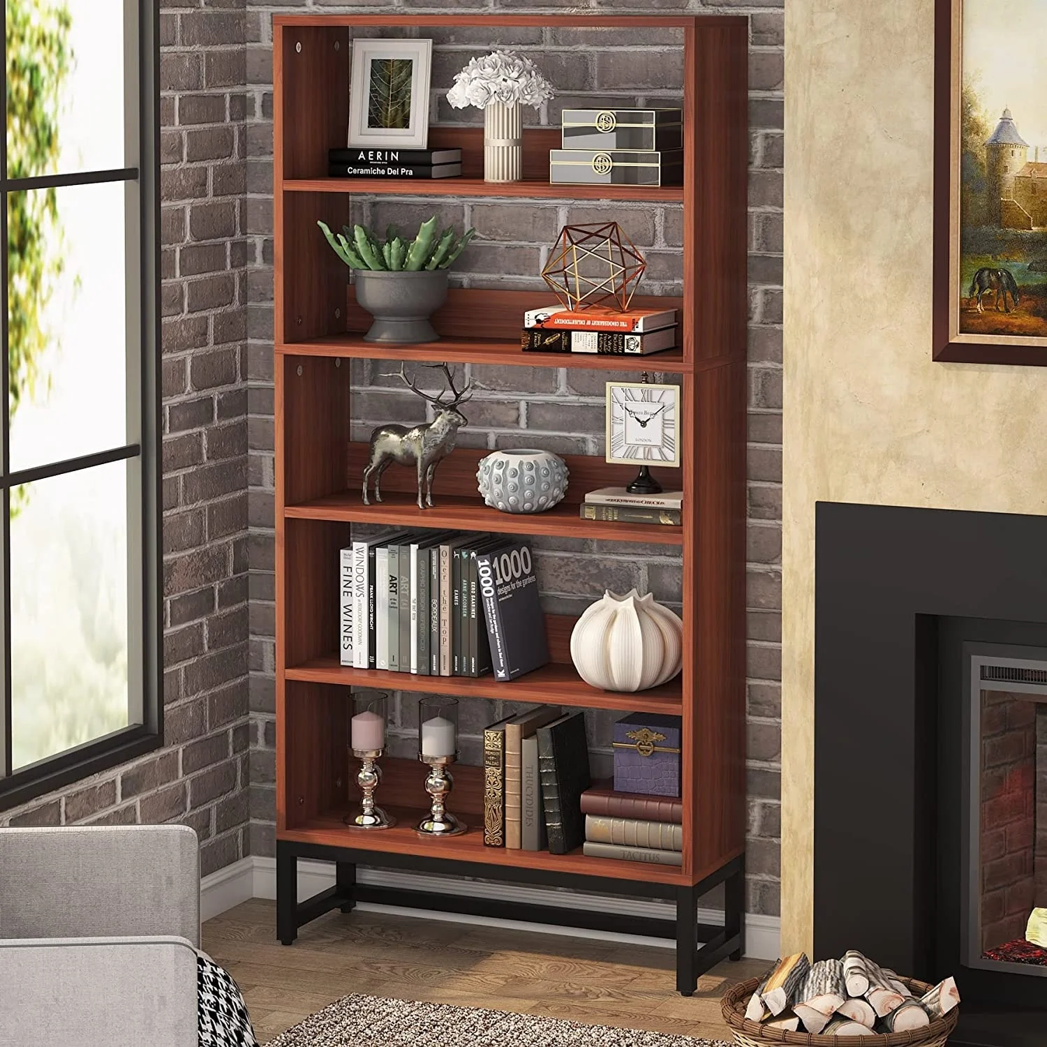 70.87 Inch Tall 5-Tier Bookcase, Large Bookshelf with 31.5 Inch Wide Storage - Image 5
