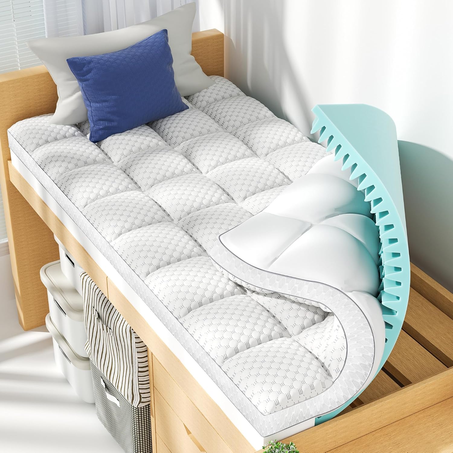 Dual Layer King Size Memory Foam Mattress Topper - Image 5