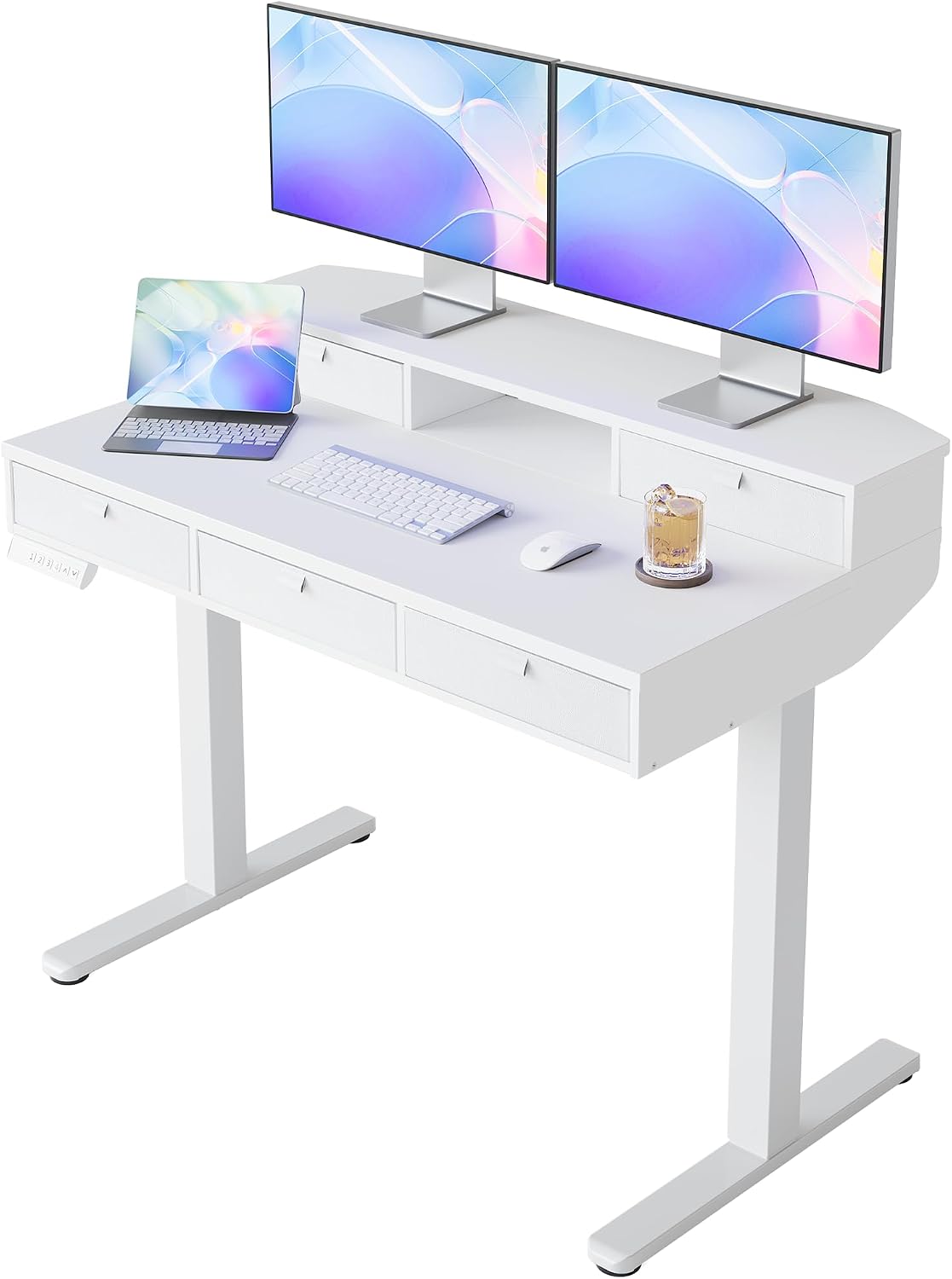 32 x 20 Inch Electric Standing Desk with 4 Drawers, Height Adjustable Sit Stand Desk, Natural - Image 5