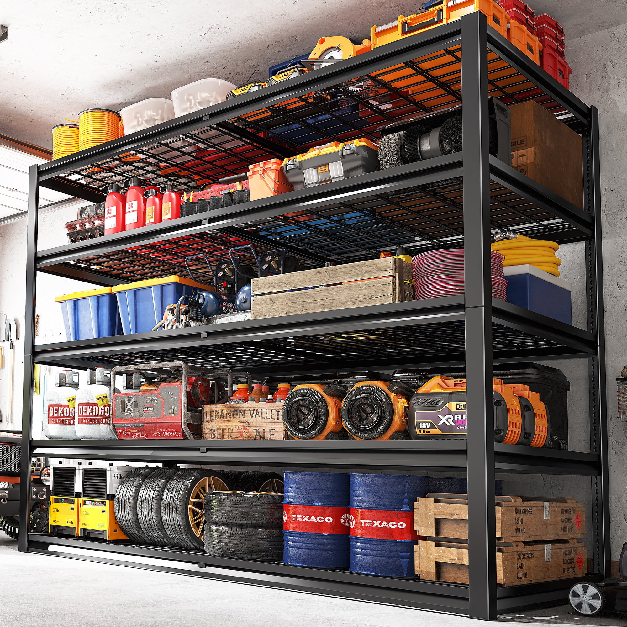 REIBII 55" W Wire Shelving Garage Shelves Heavy Duty 3000lbs Adjustable 5-Tier Storage Rack - Image 9